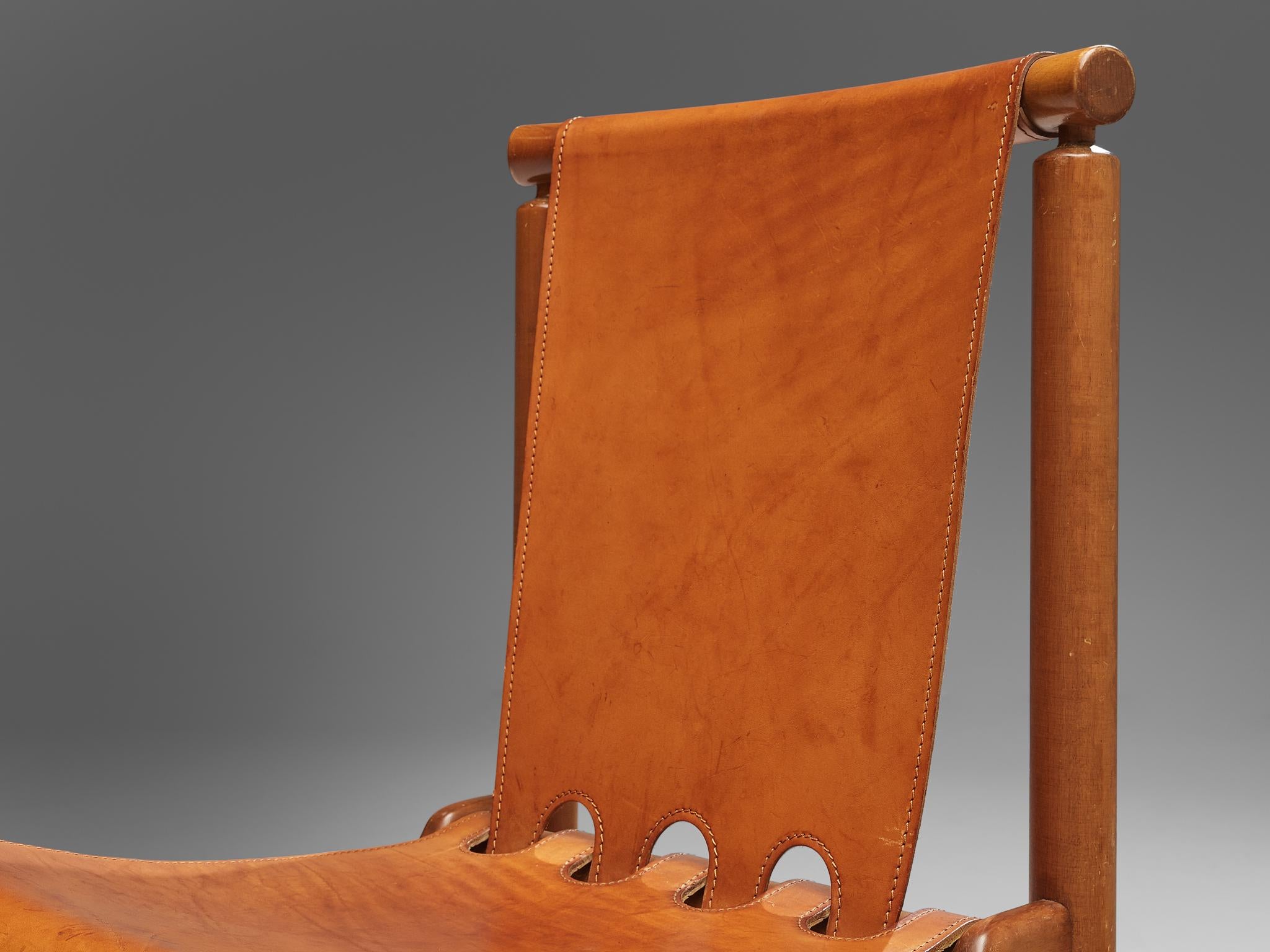 Ilmari Tapiovaara Set of Eight Dining Chairs in Cognac Leather In Good Condition In Waalwijk, NL