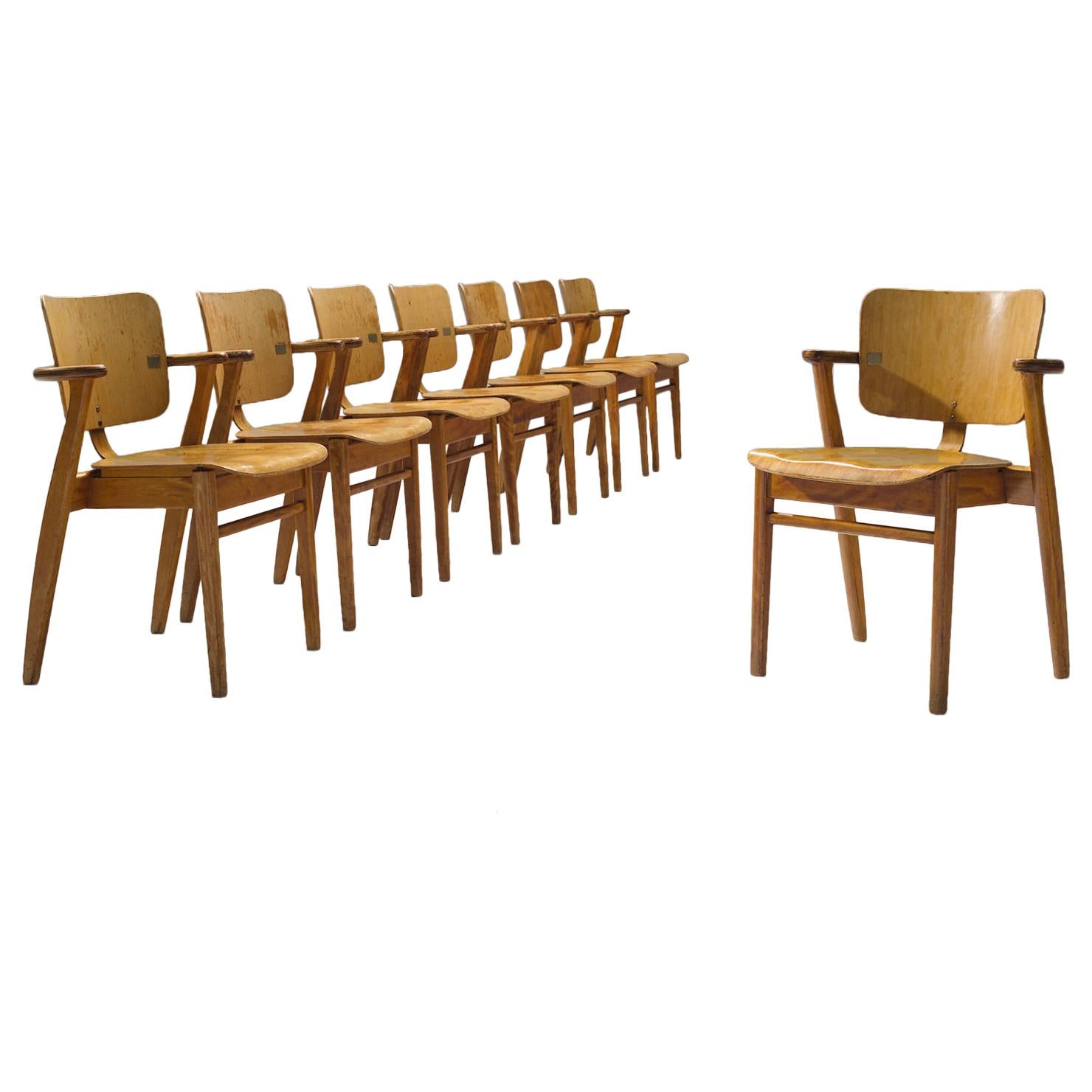 Ilmari Tapiovaara Set of Eight 'Domus' Dining Chairs
