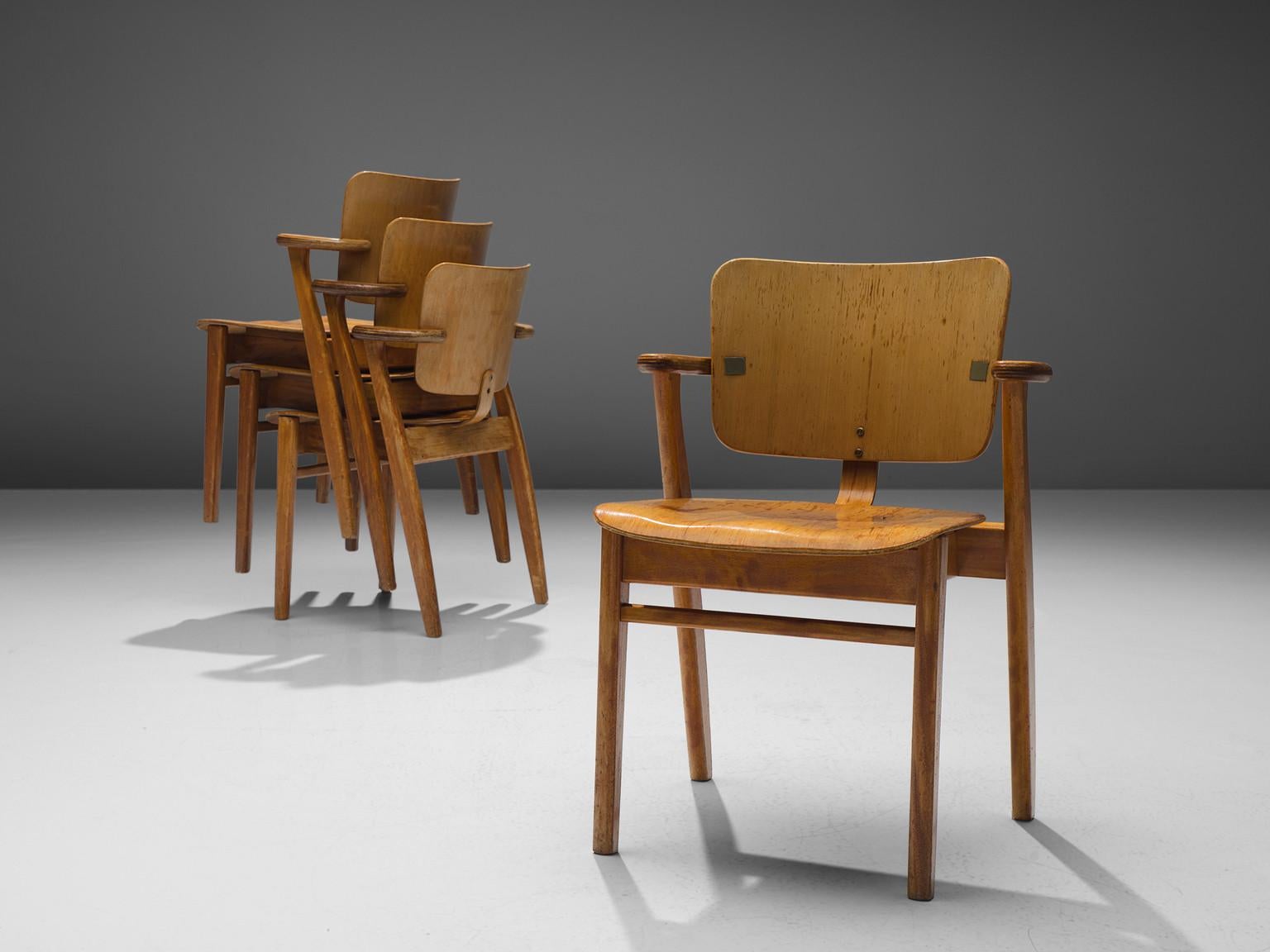 Finnish Ilmari Tapiovaara Set of Eight ‘Domus’ Dining Chairs in Mahogany