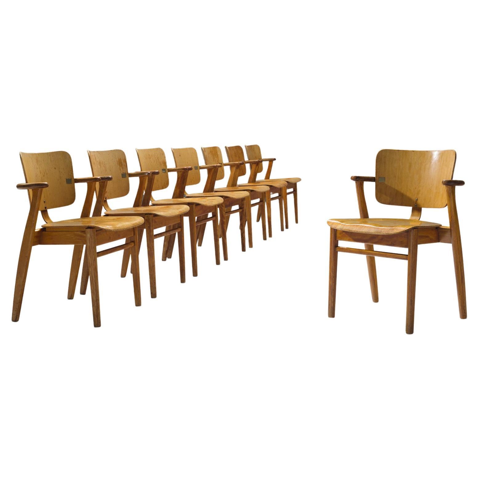 Ilmari Tapiovaara Set of Eight ‘Domus’ Dining Chairs in Mahogany