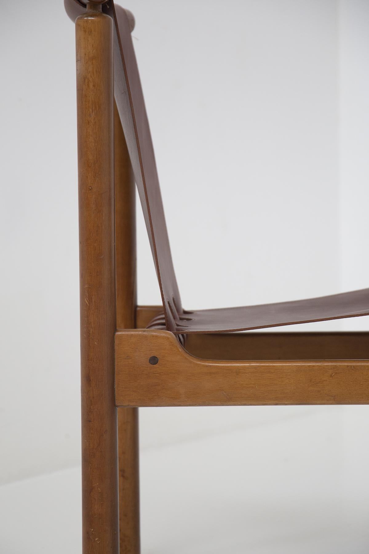 Ilmari Tapiovaara Set of Four Chairs for Permanente Furniture Cantu in Leather 6