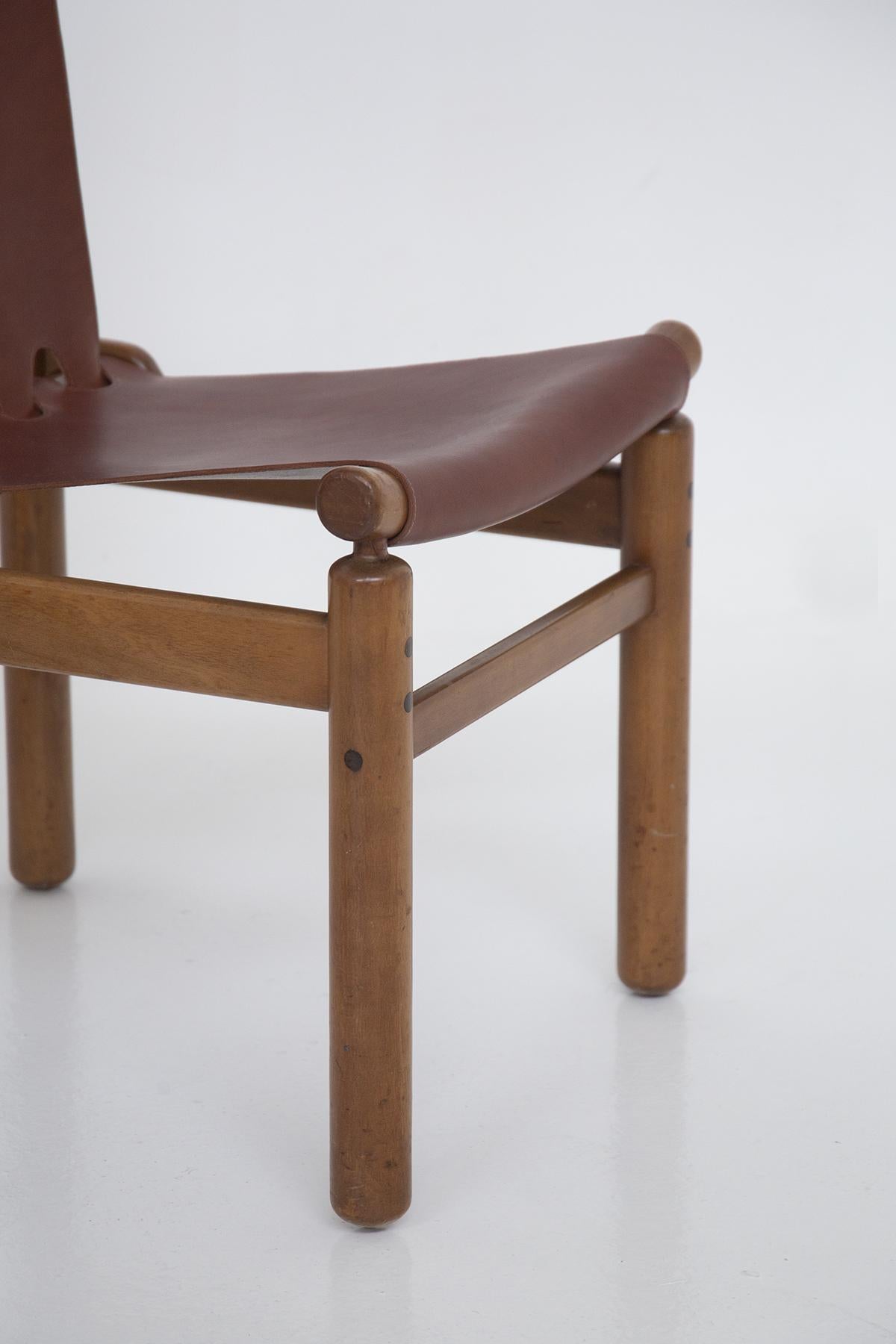 Mid-Century Modern Ilmari Tapiovaara Set of Four Chairs for Permanente Furniture Cantu in Leather