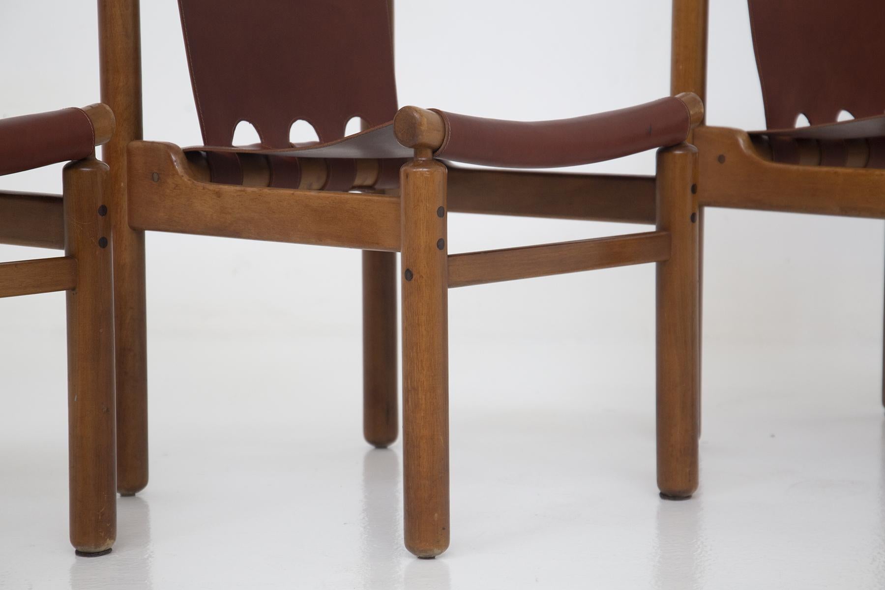 Ilmari Tapiovaara Set of Four Chairs for Permanente Furniture Cantu in Leather 1