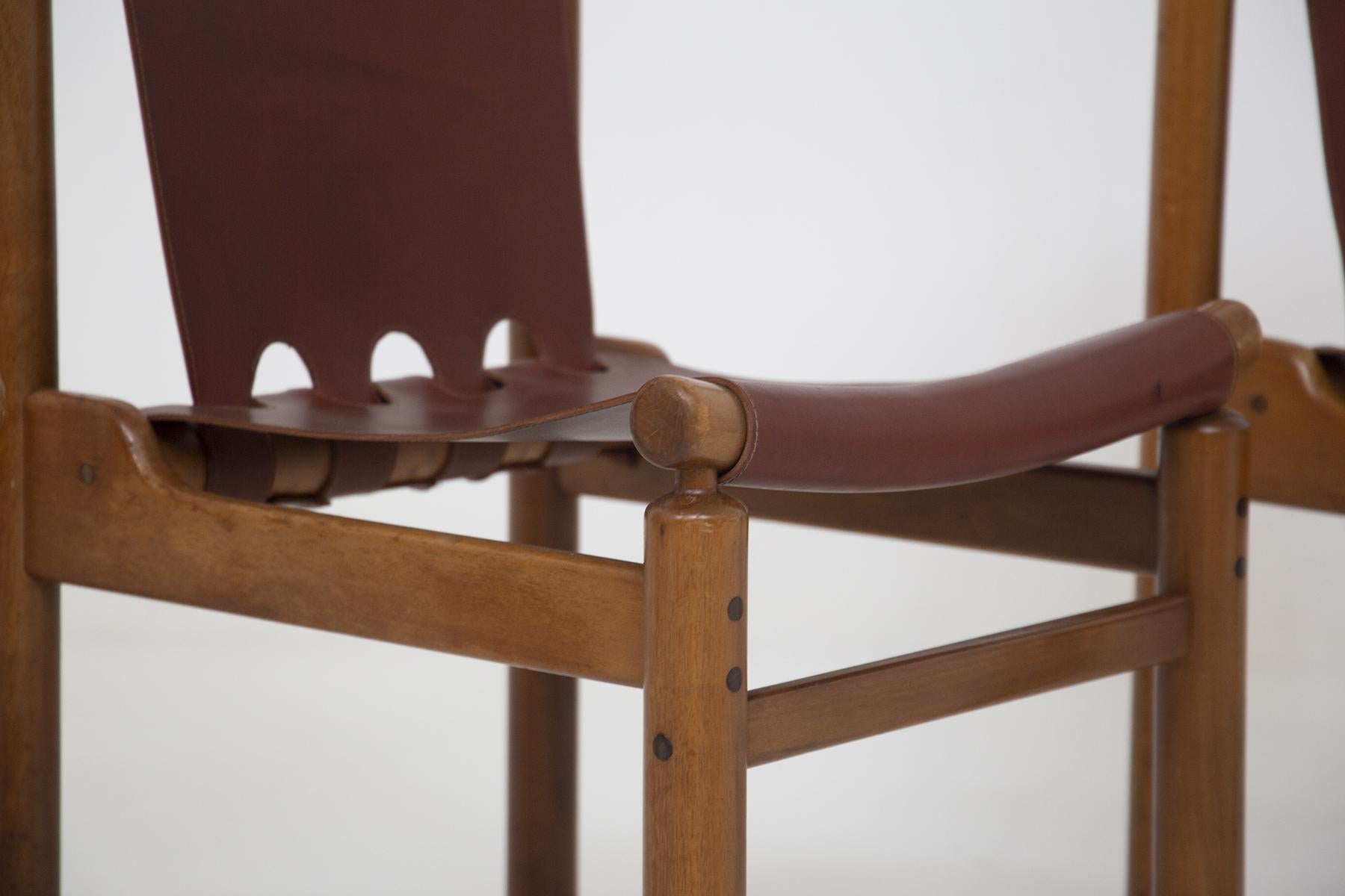 Ilmari Tapiovaara Set of Four Chairs for Permanente Furniture Cantu in Leather 3
