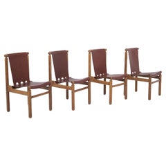 Ilmari Tapiovaara Set of Four Chairs for Permanente Furniture Cantu in Leather
