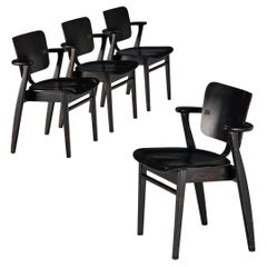 Vintage Ilmari Tapiovaara Set of Four ‘Domus’ Dining Chairs in Black Stained Teak 