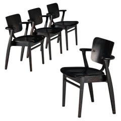 Ilmari Tapiovaara Set of Four ‘Domus’ Dining Chairs in Black Stained Teak