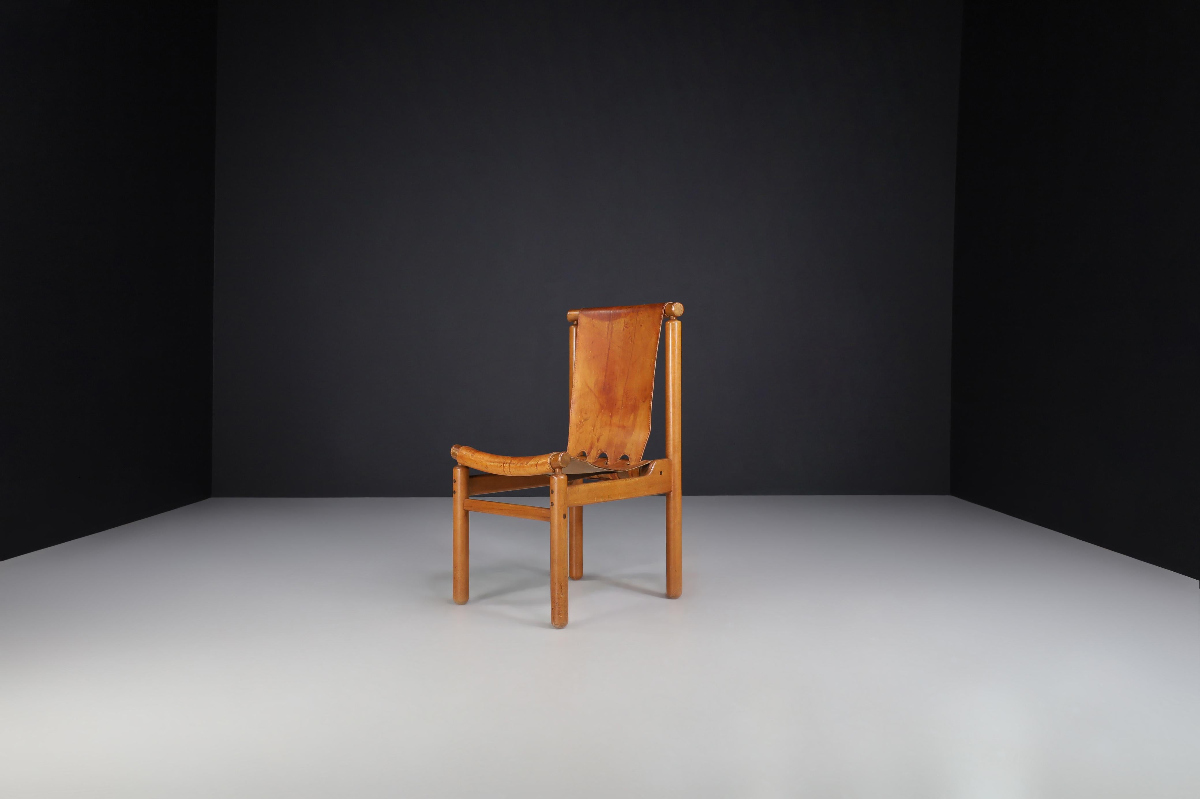 Ilmari Tapiovaara Set of Six Dining Chairs in Cognac Leather, Finland, the 1960s In Good Condition In Almelo, NL