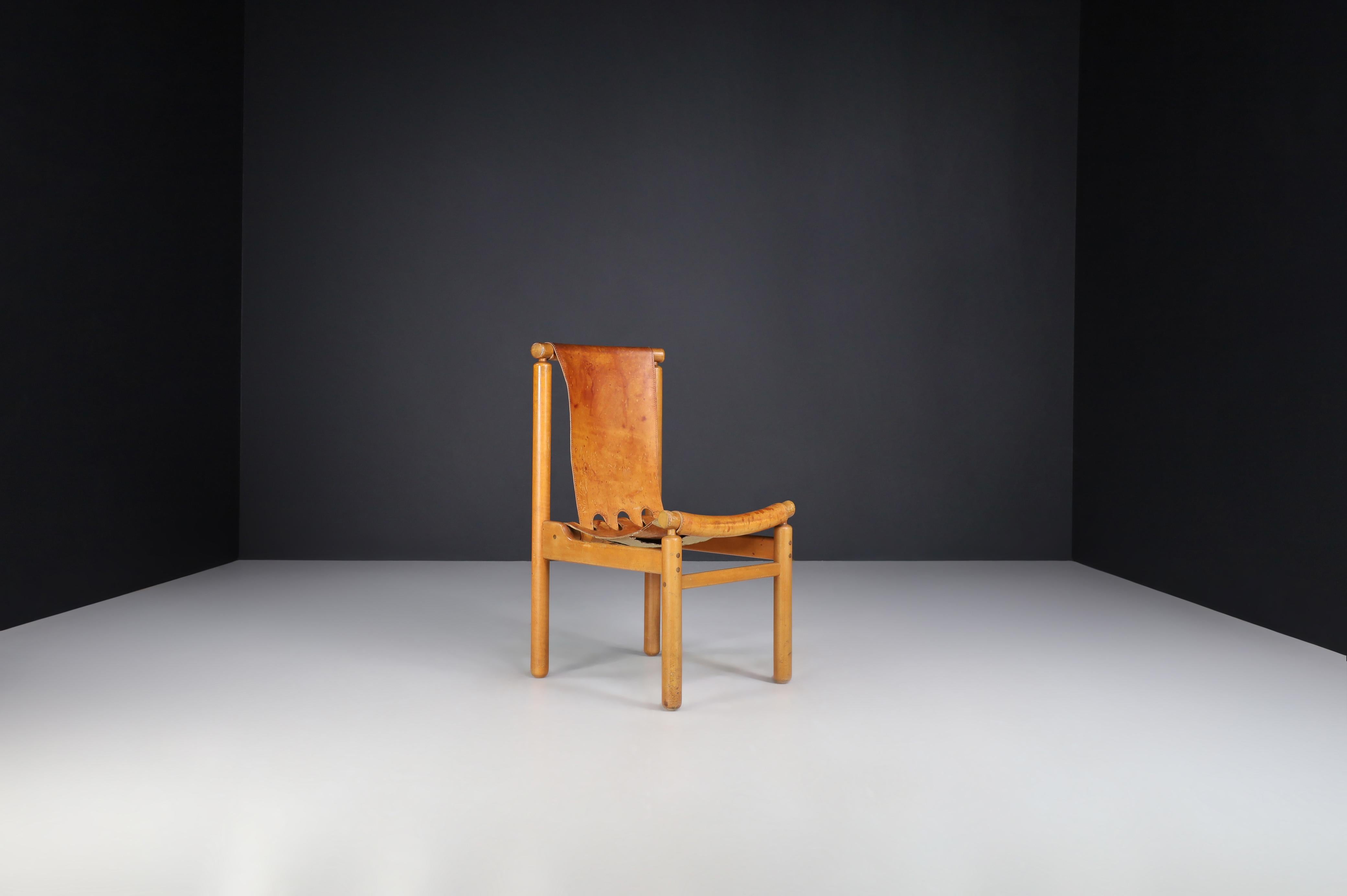 Ilmari Tapiovaara Set of Six Dining Chairs in Cognac Leather, Finland, the 1960s 2