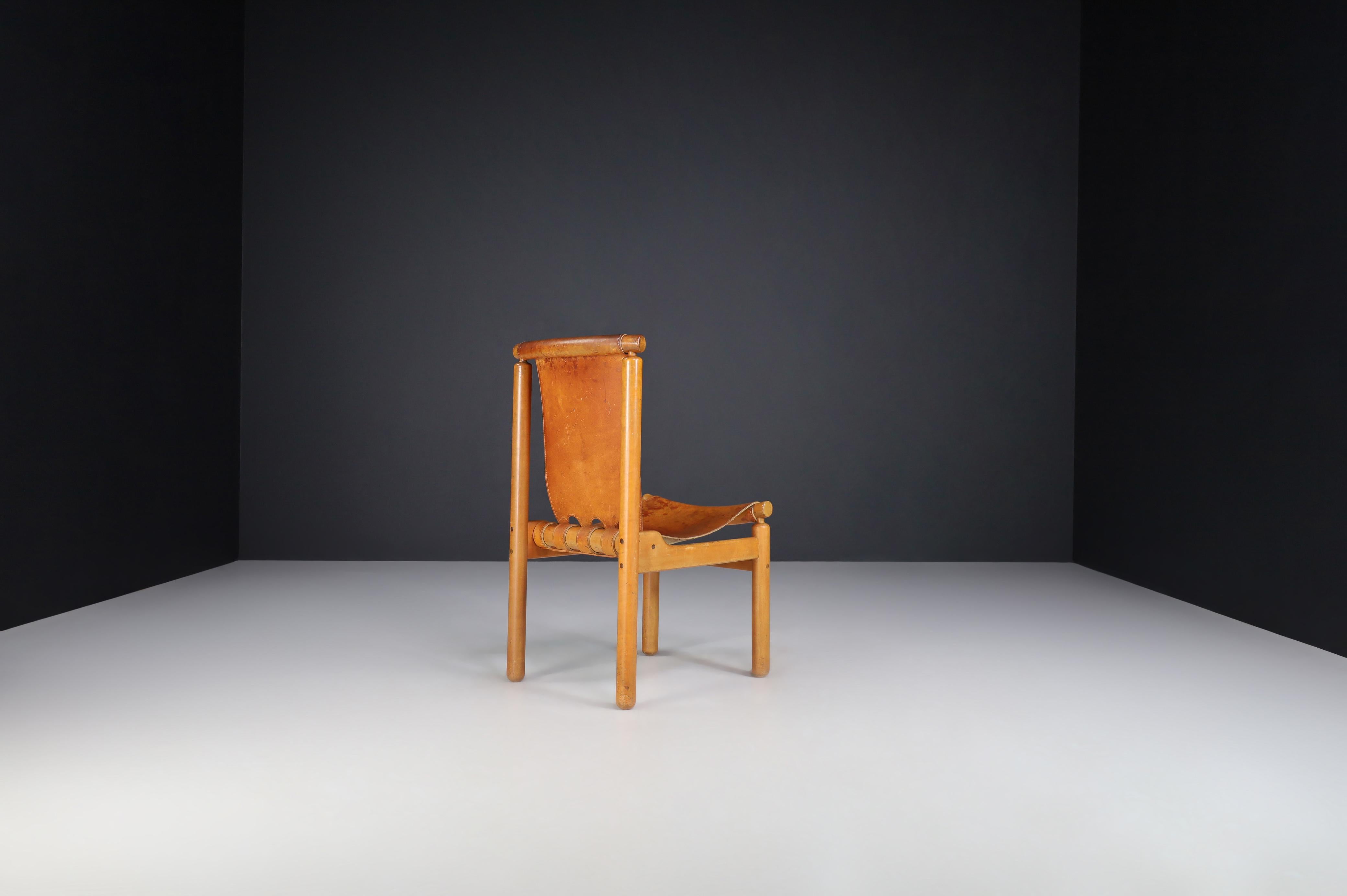 Ilmari Tapiovaara Set of Six Dining Chairs in Cognac Leather, Finland, the 1960s 3