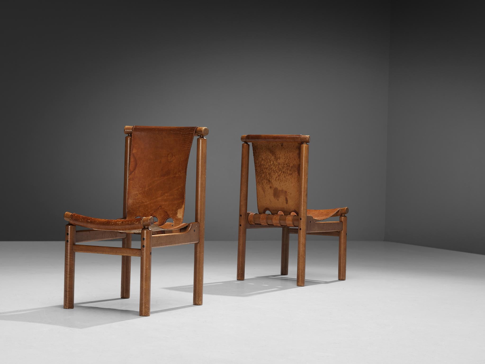 Ilmari Tapiovaara Set of Six Dining Chairs in Cognac Leather In Good Condition In Waalwijk, NL