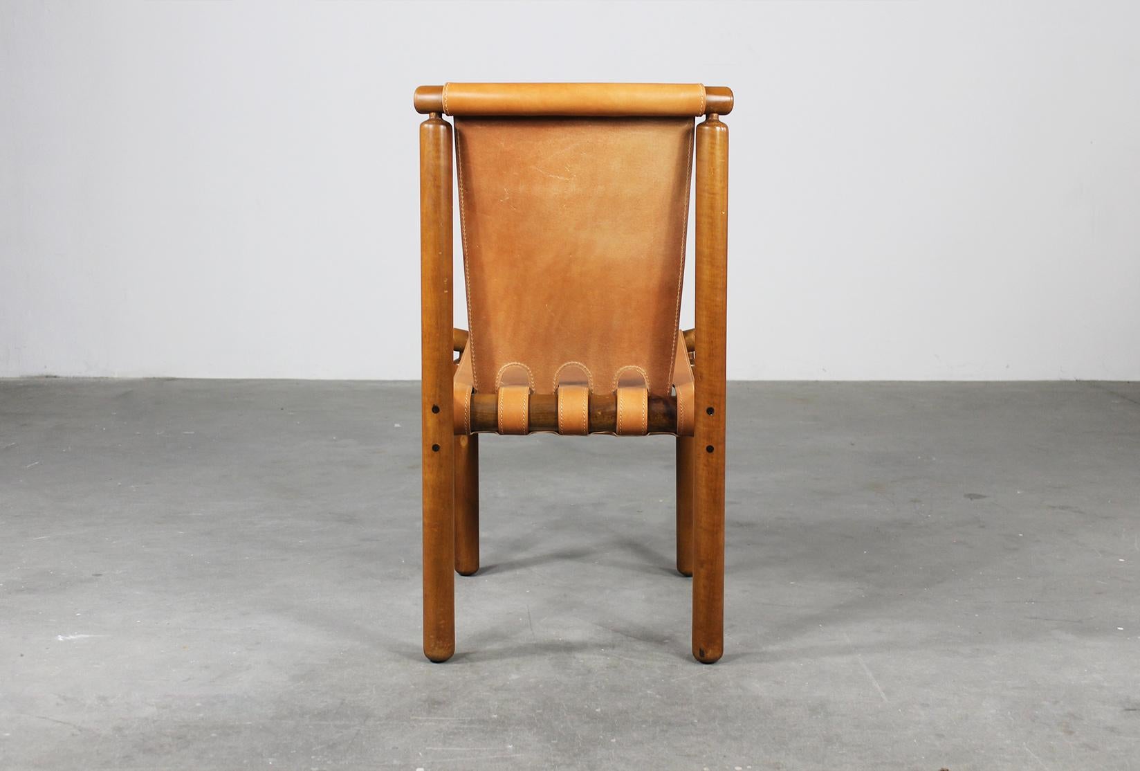 Ilmari Tapiovaara Set of Six Dining Chairs in Leather by Permanente Mobili Cantù 1
