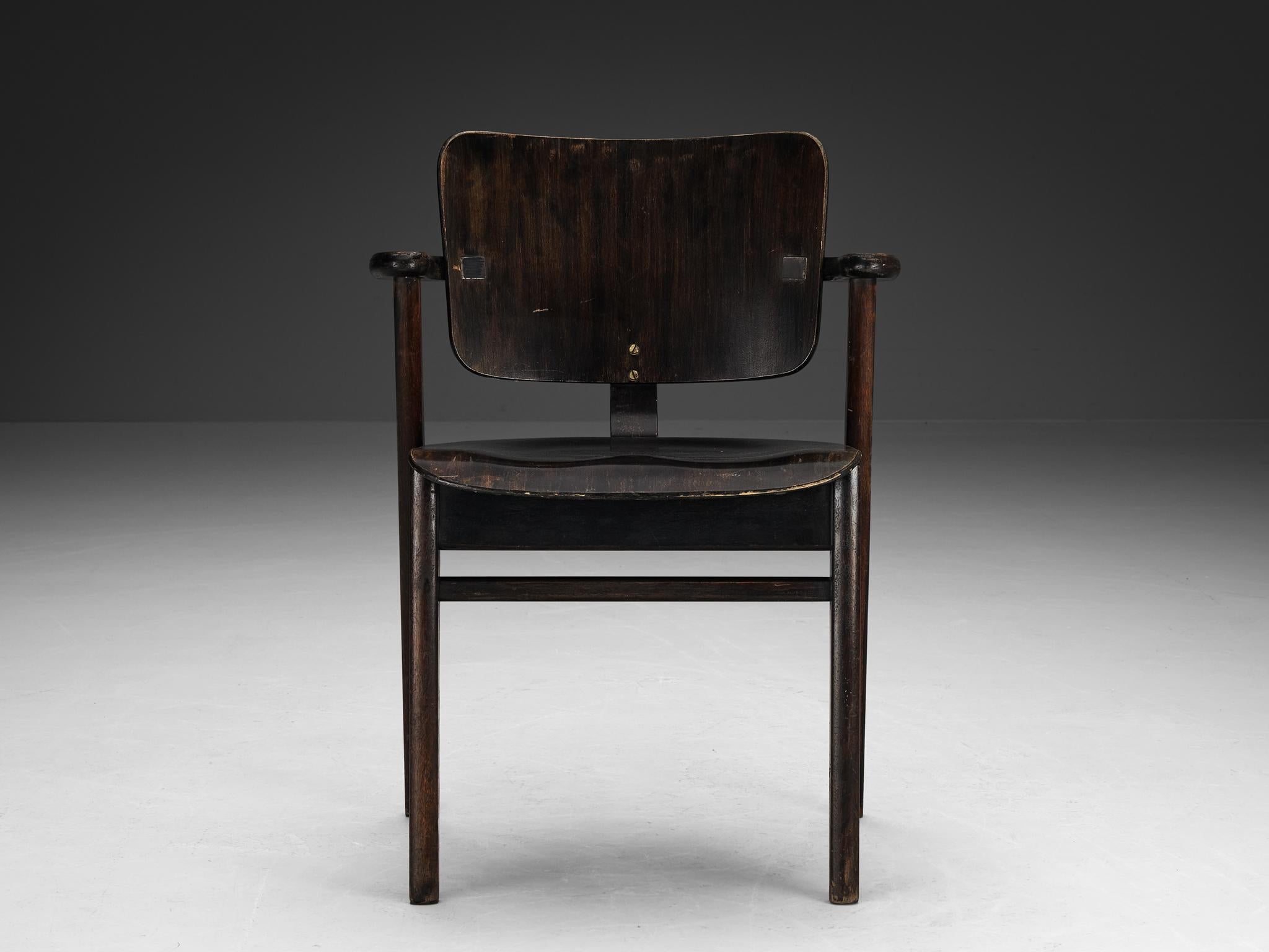 Ilmari Tapiovaara Set of Six ‘Domus’ Dining Chairs in Black Stained Teak  For Sale 3