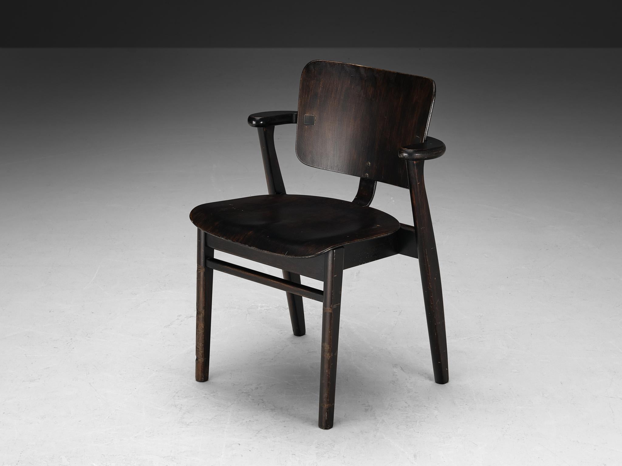 Finnish Ilmari Tapiovaara Set of Six ‘Domus’ Dining Chairs in Black Stained Teak  For Sale