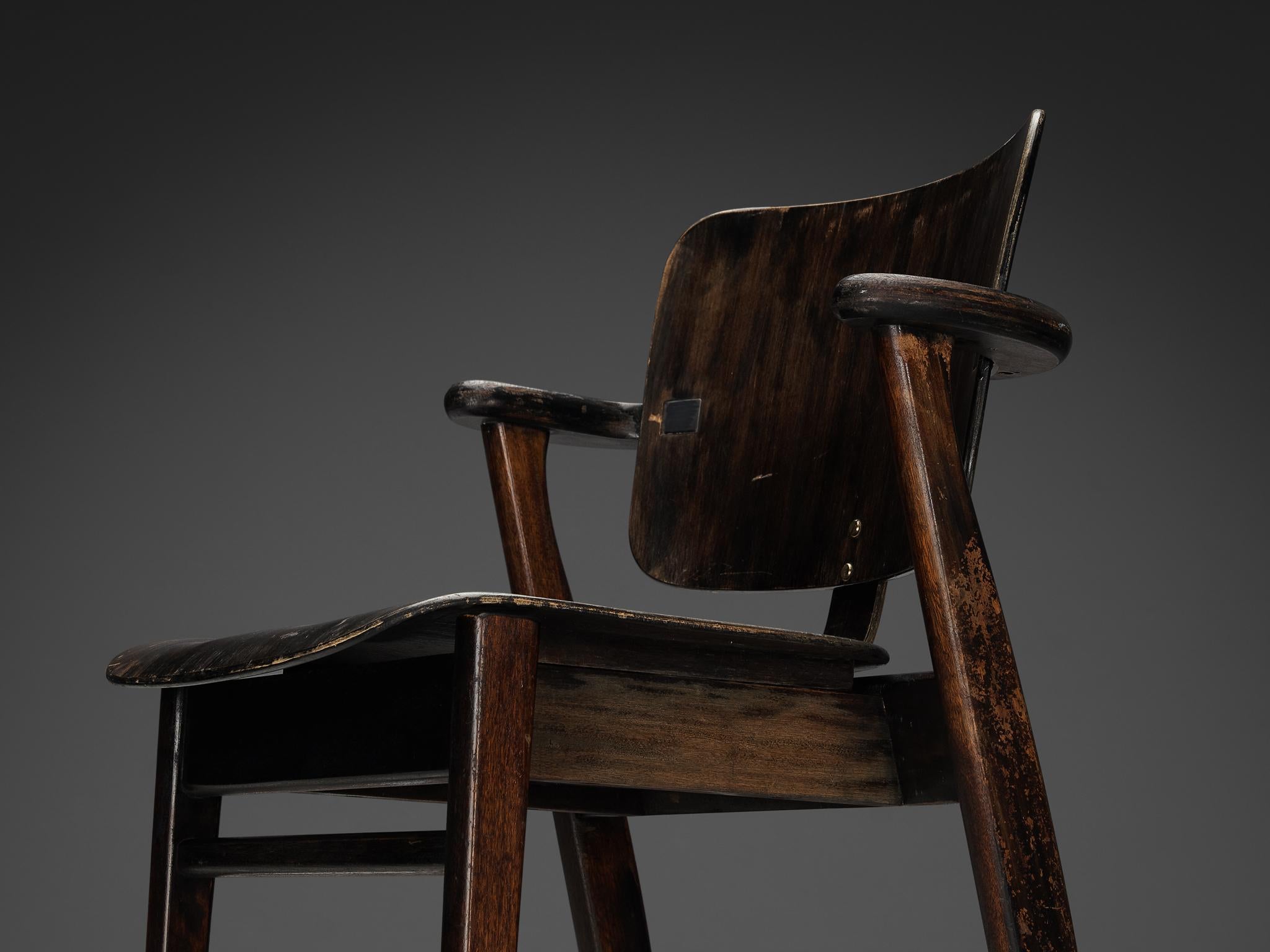 Metal Ilmari Tapiovaara Set of Six ‘Domus’ Dining Chairs in Black Stained Teak  For Sale