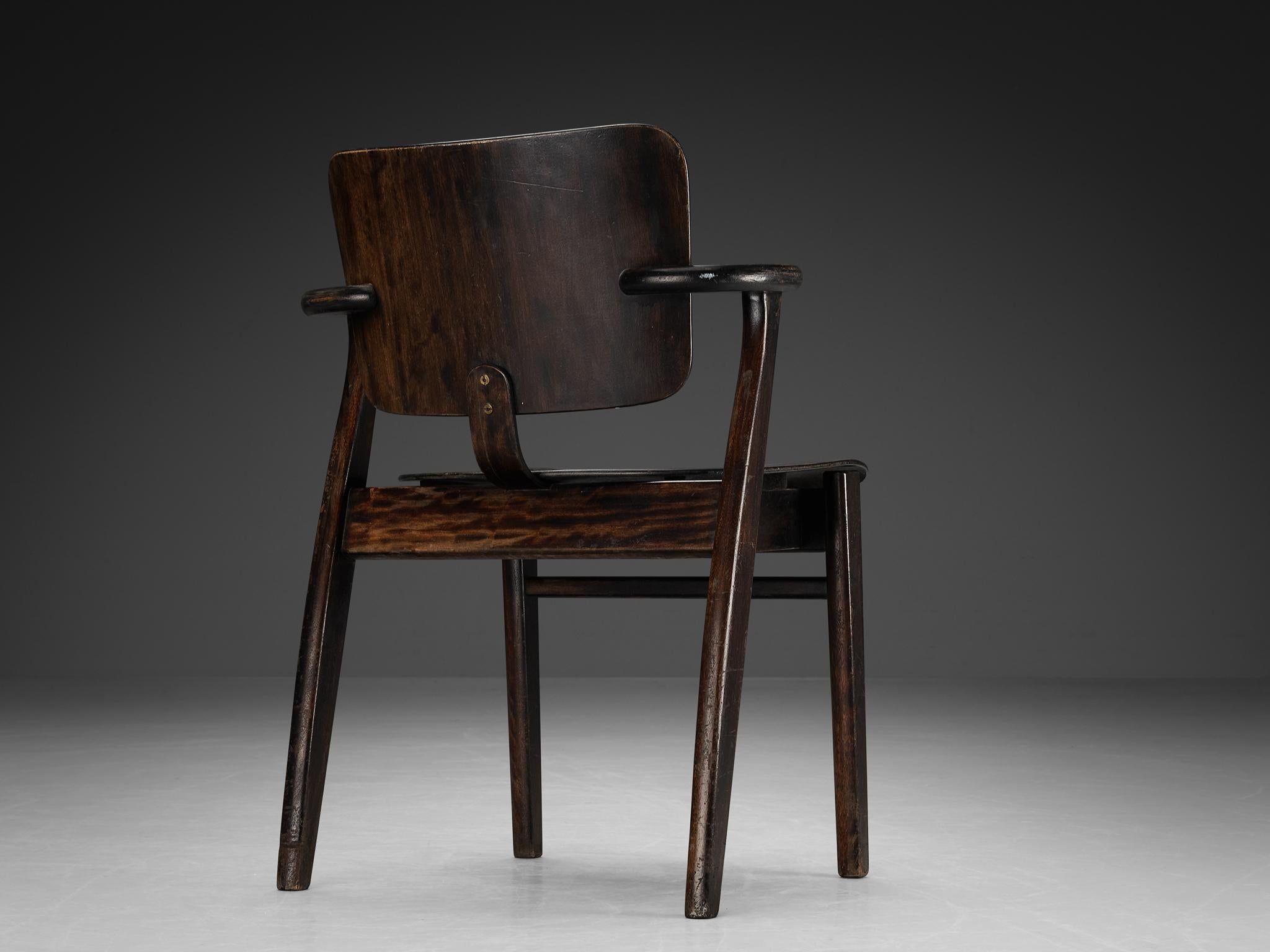 Ilmari Tapiovaara Set of Six ‘Domus’ Dining Chairs in Black Stained Teak  For Sale 1