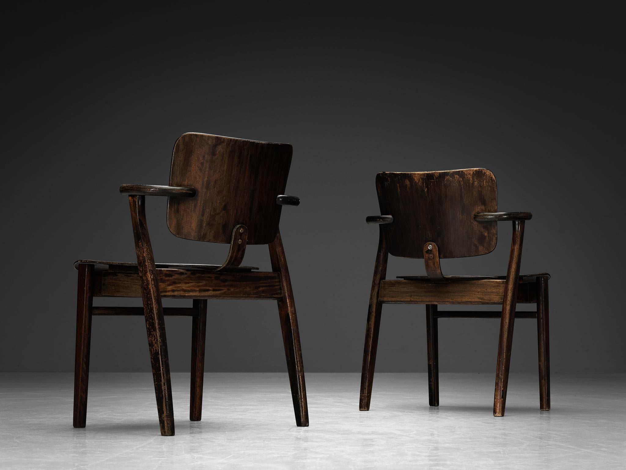 Ilmari Tapiovaara Ensemble de six chaises de salle à manger 'Domus' en teck teinté noir  en vente 2