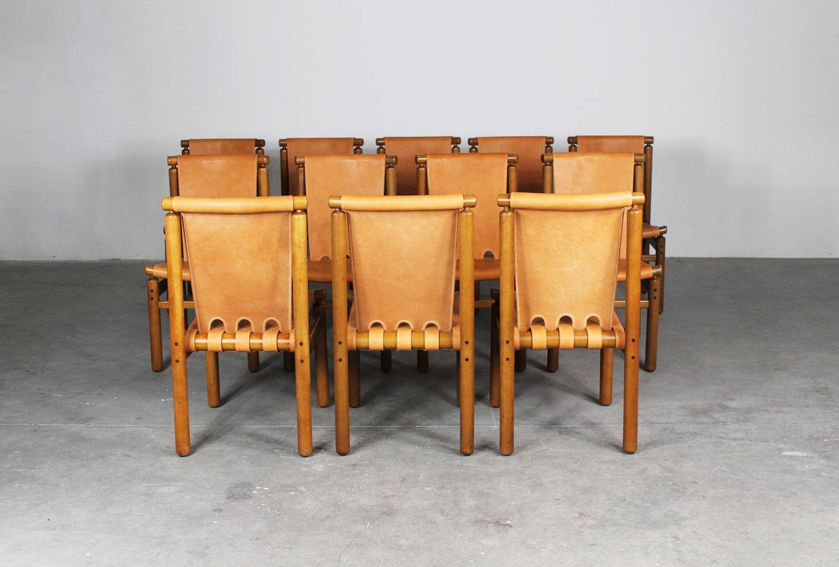 Ilmari Tapiovaara Set of Twelve Dining Chairs by Permanente Mobili Cantù 1950s 1