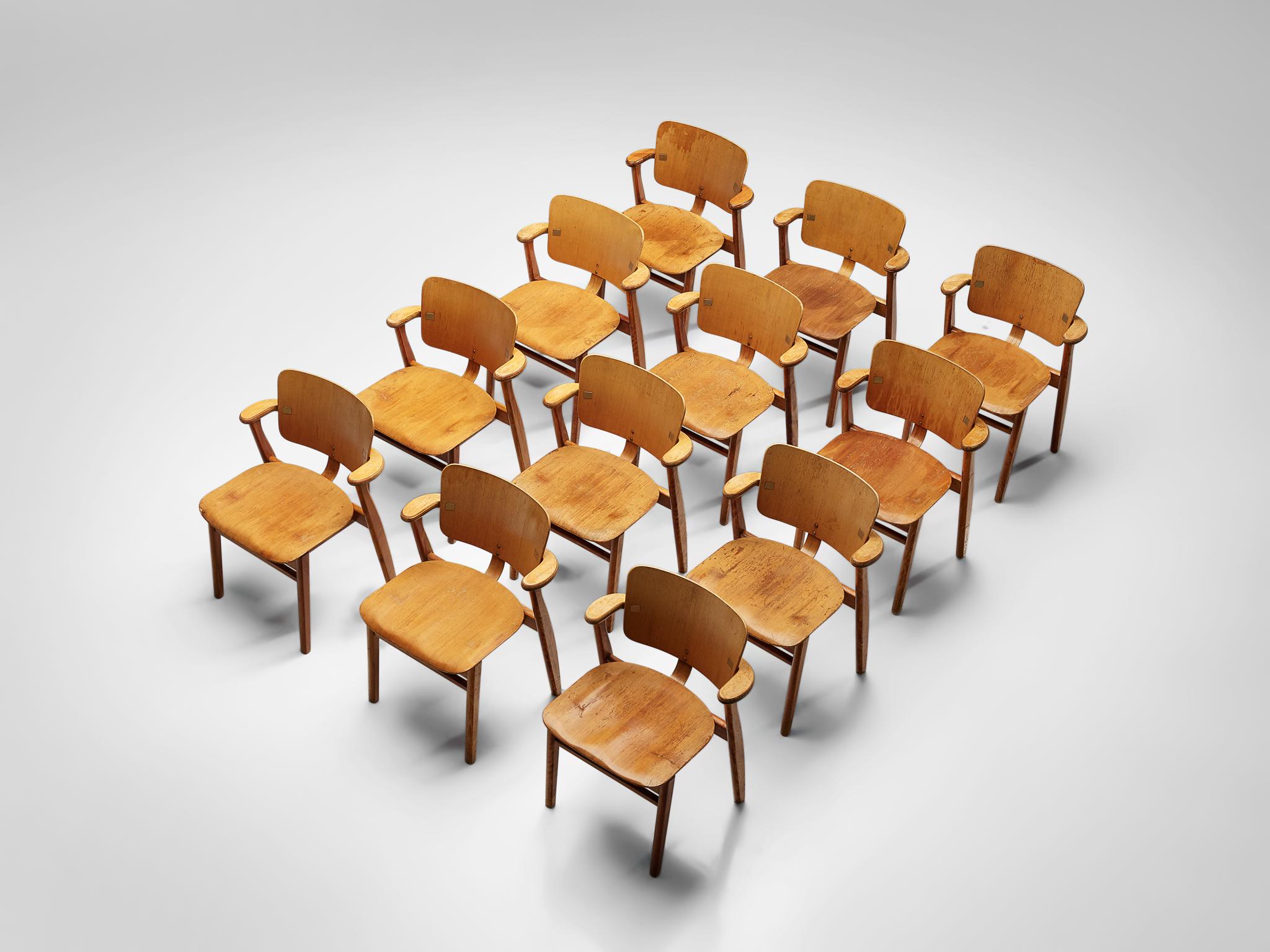 Ilmari Tapiovaara Set of Twelve 'Domus' Dining Chairs In Good Condition In Waalwijk, NL