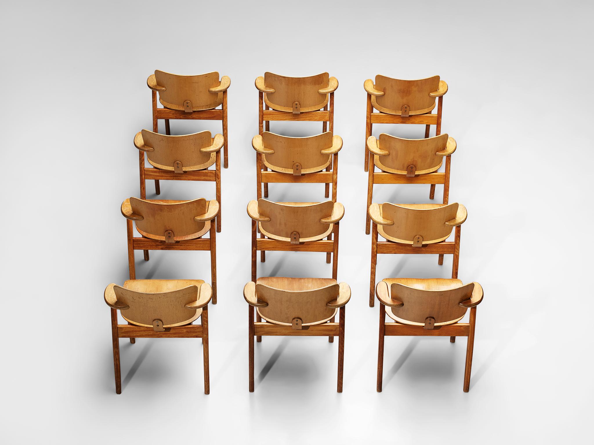 Mid-20th Century Ilmari Tapiovaara Set of Twelve 'Domus' Dining Chairs