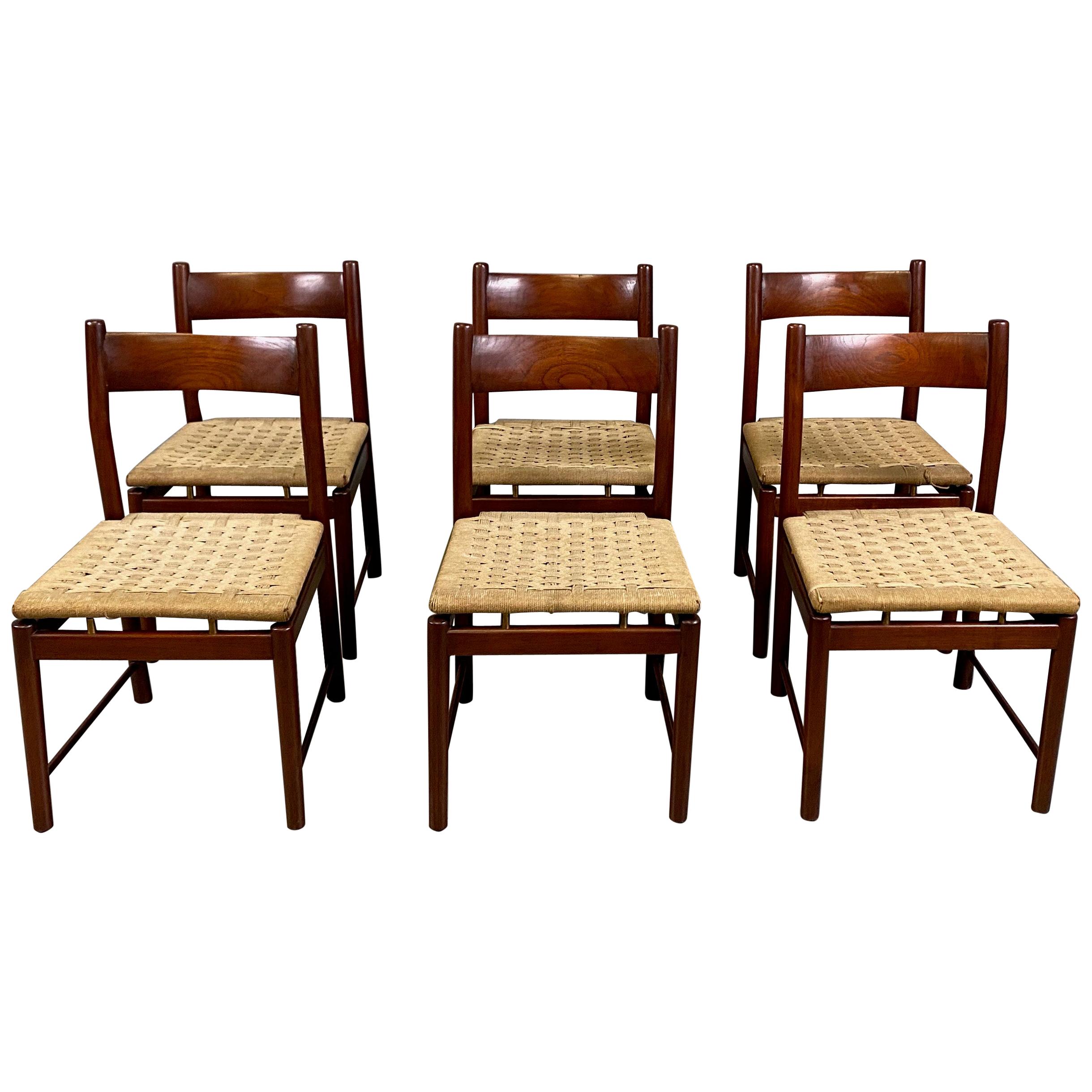 Ilmari Tapiovaara Six Chairs Solid Teak for La Permanente Cantù, 1960s