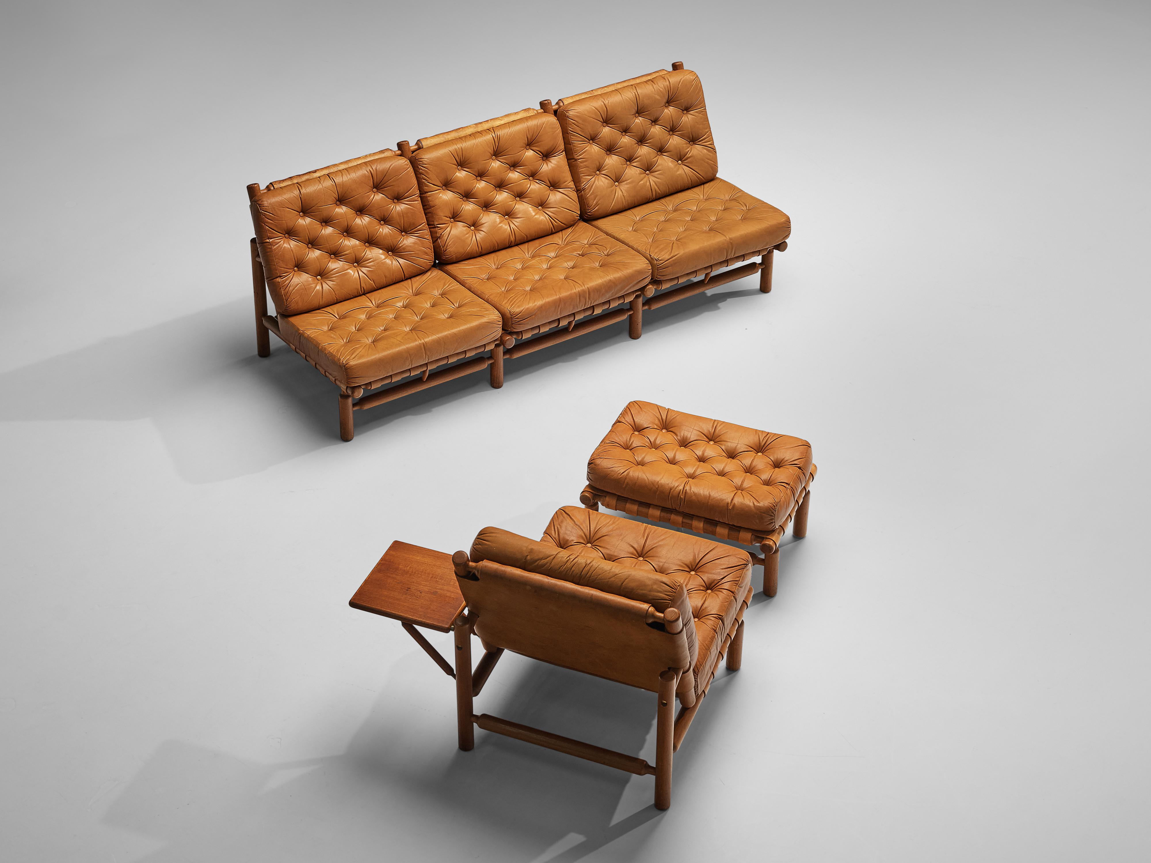 Ilmari Tapiovaara Sofa in Cognac Leather 3