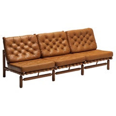 Ilmari Tapiovaara Sofa in Cognac Leather