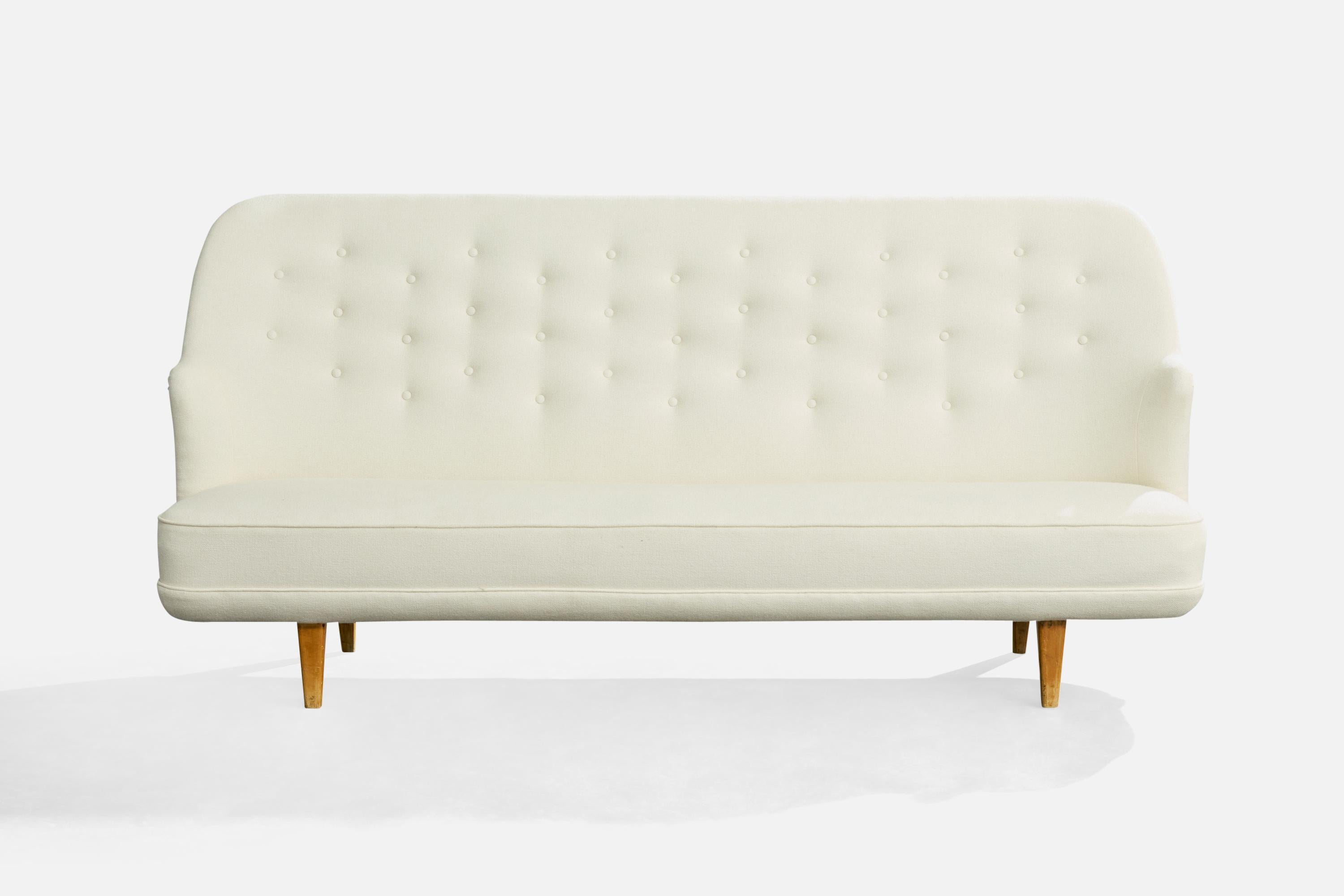 Scandinave moderne Ilmari Tapiovaara, Canapé, Wood, tissu, Finlande, 1949 en vente