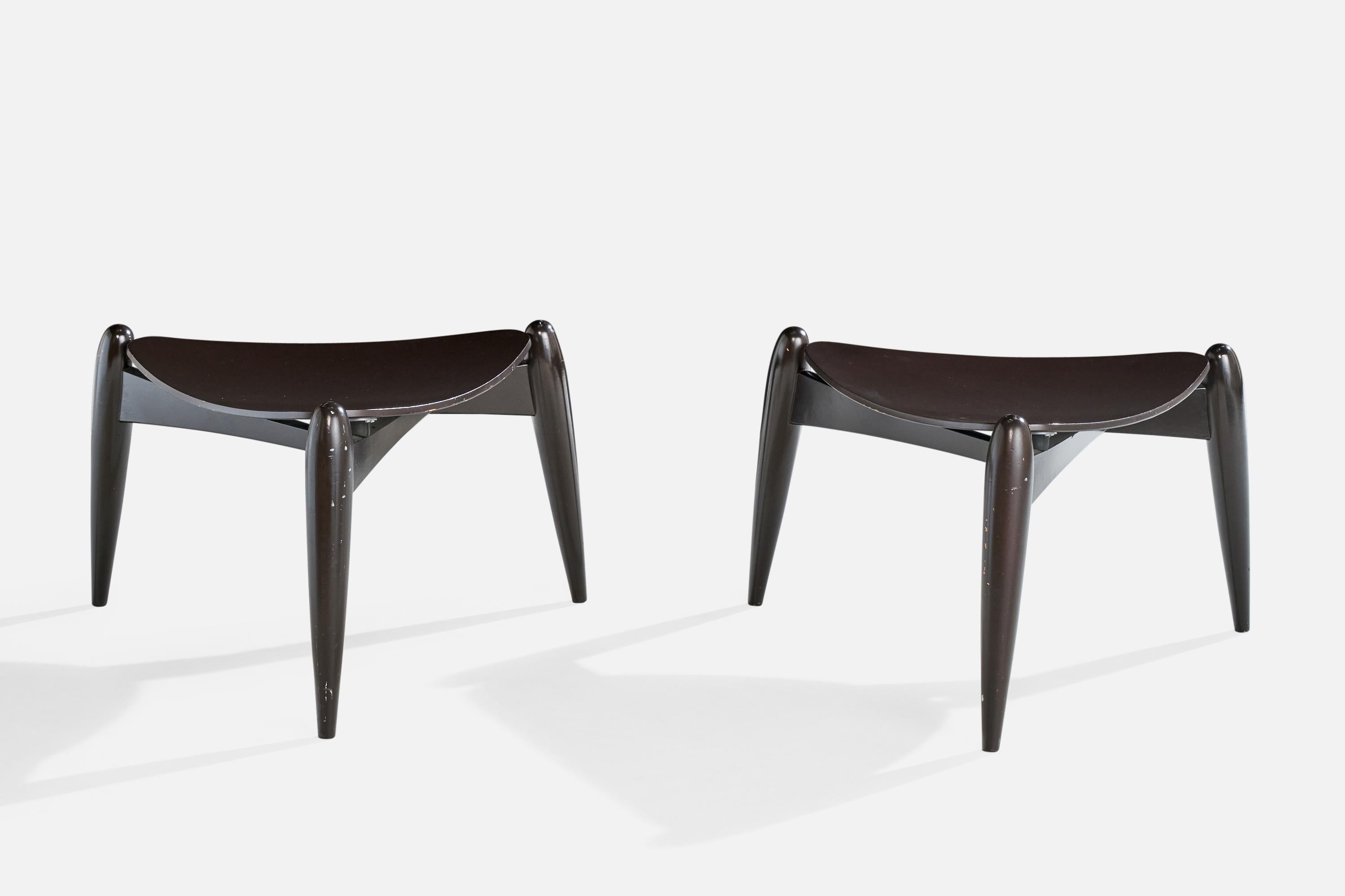 Ilmari Tapiovaara, Stools, Birch, Plywood, Finland, 1953 In Good Condition In High Point, NC