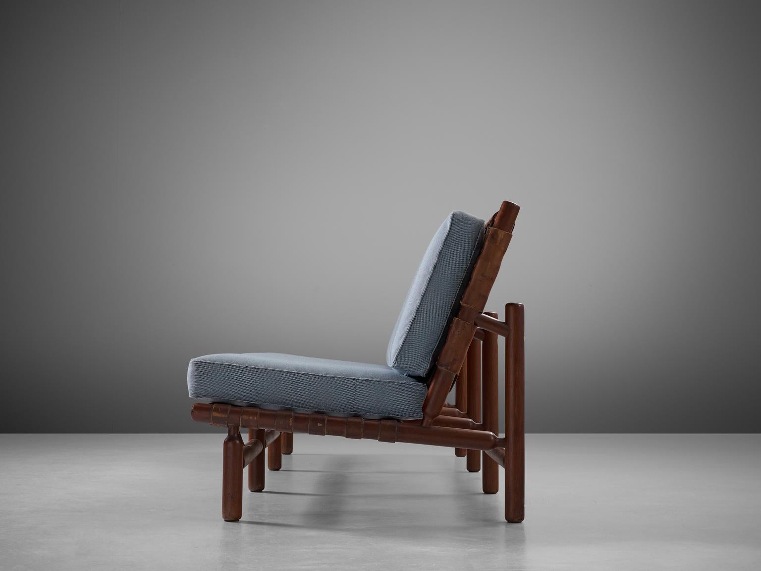 Mid-Century Modern Ilmari Tapiovaara Three-Seat Sofa with Leather Straps