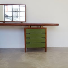 Ilmari Tapiovaara Vanity in Wood and Green Lacquer, Italy, 1960s