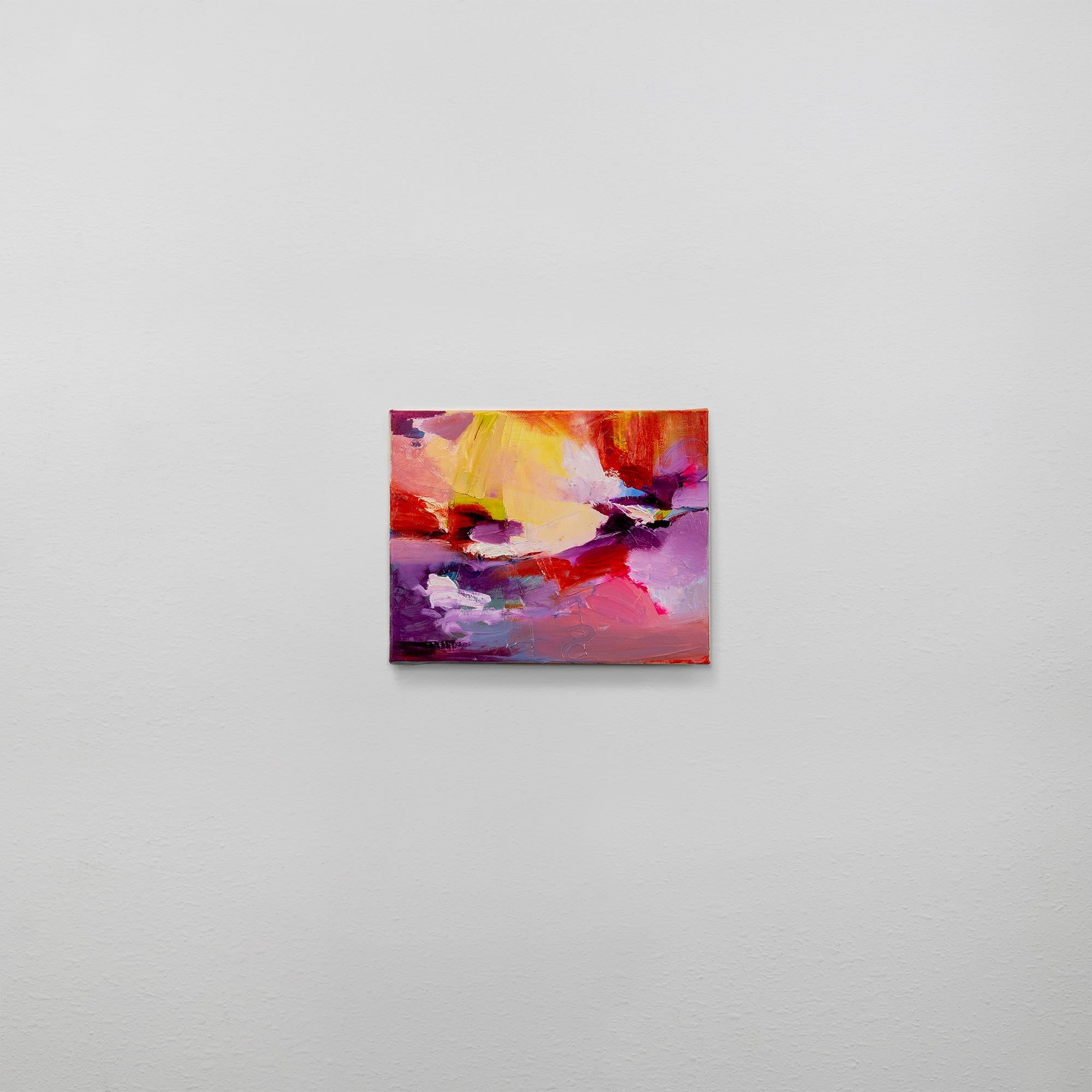 Zeitgenössische abstrakte Ölmalerei, kräftige Farben, moderne expressionistische Kunst (Pink), Abstract Painting, von Ilona Bobrytska