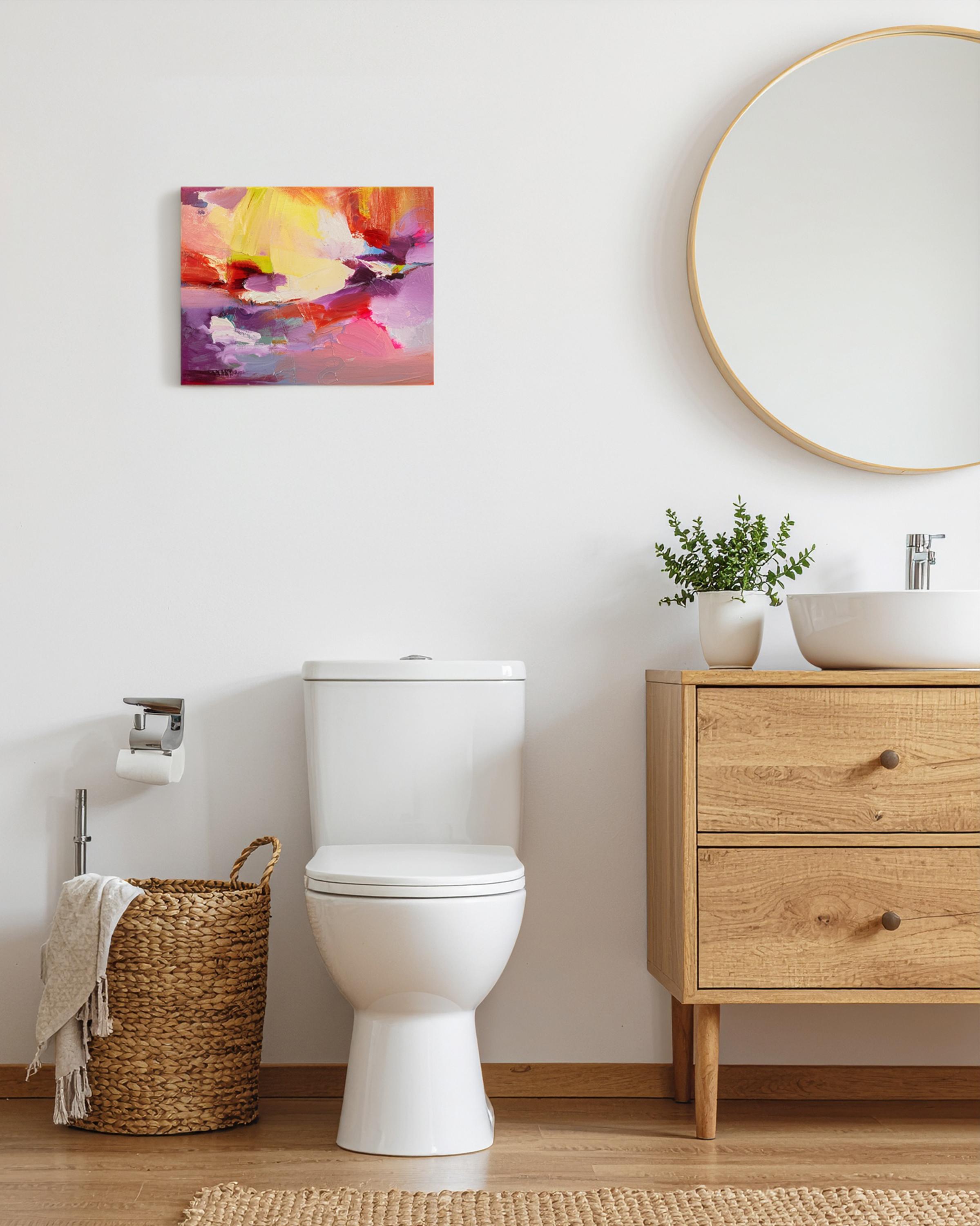 Zeitgenössische abstrakte Ölmalerei, kräftige Farben, moderne expressionistische Kunst im Angebot 1