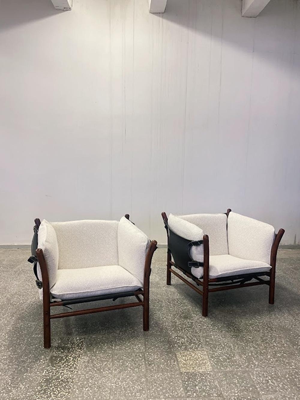Mid-Century Modern Pair of Ilona Lounge Chairs by Arne Norell, Sweden, 1970s For Sale