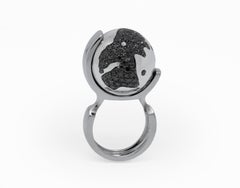 Ilona Orel Black Diamonds White Gold 18k Kinetic Ring World Famous