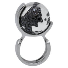 Ilona Orel Black Diamonds White Gold 18k Kinetic Ring World Famous