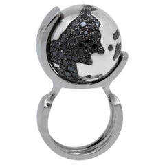 Used Ilona Orel Black Diamonds White Gold 18k Kinetic Ring World Famous