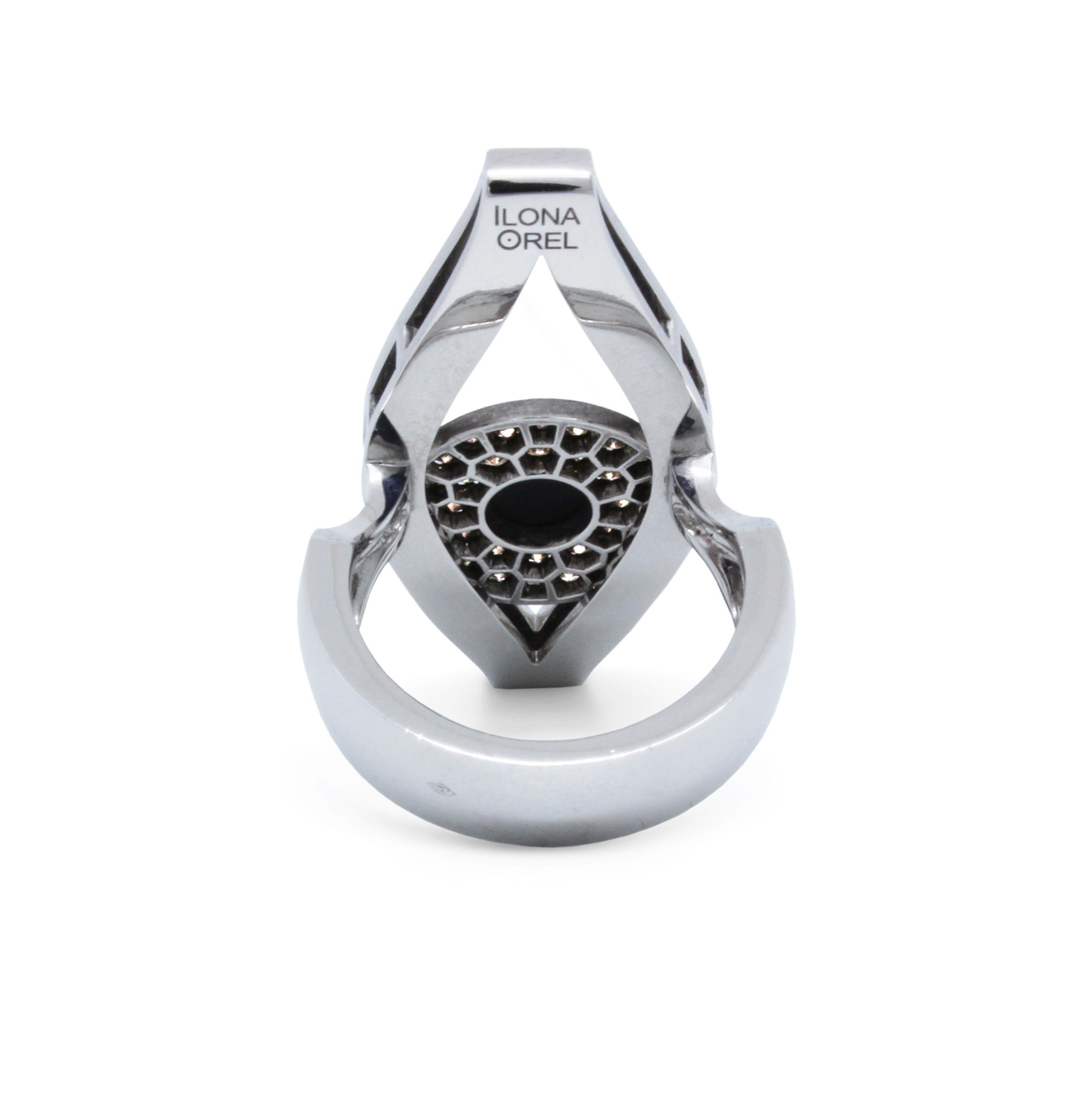 Contemporary Ilona Orel Coctail Ring Third Eye White gold White and Chocolate diamonds  For Sale