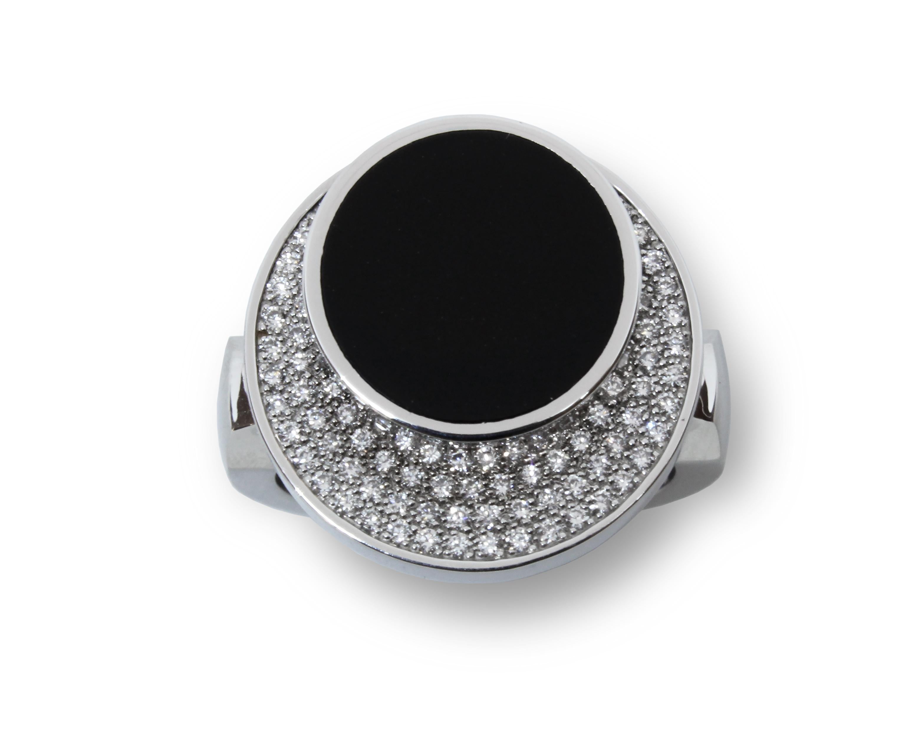 For Sale:  Ilona Orel Diamond Lacquer White Gold Ring Moon Eclipse Kinetic Secret mechanism 2