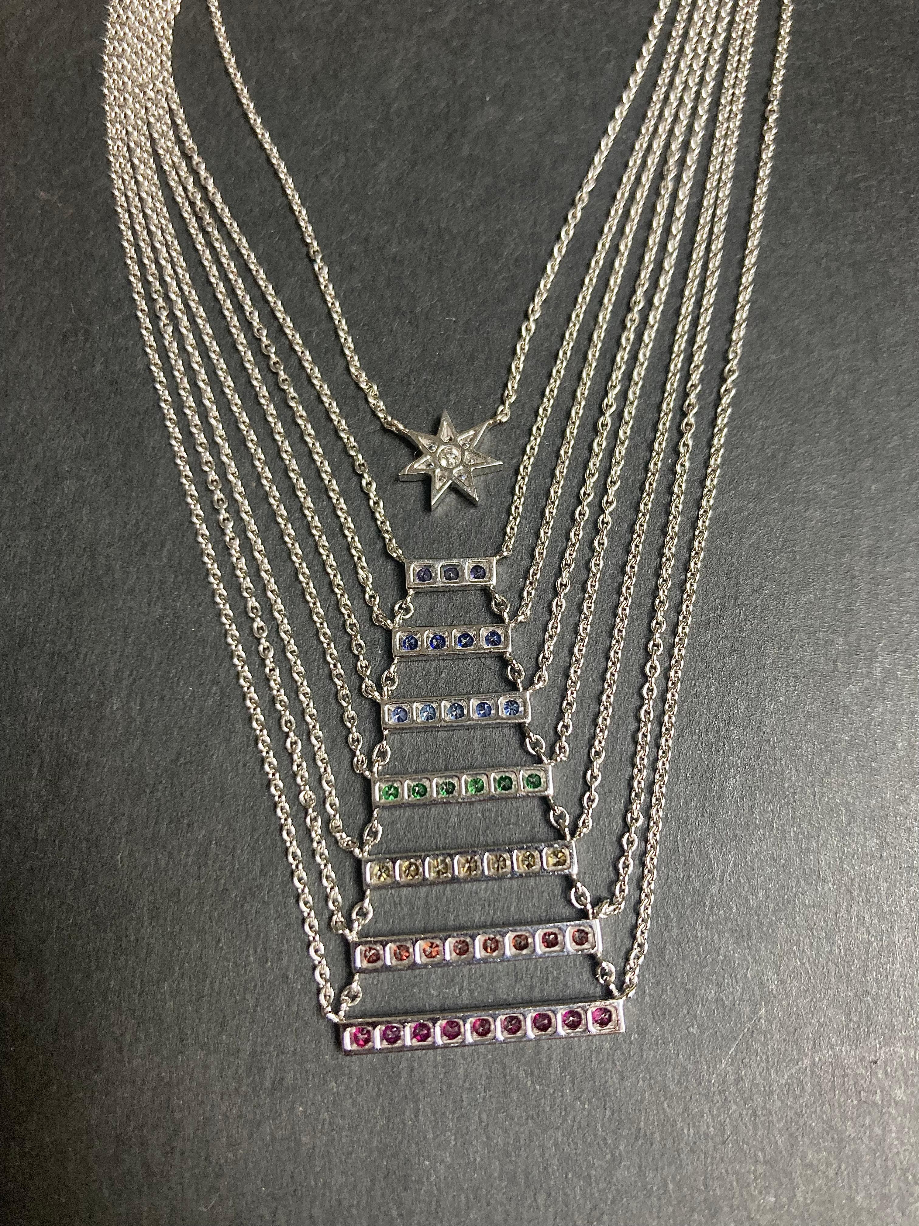 Halskette Heaven's Ladder aus Weißgold mitrel Saphiren, Rubinen und Diamanten von Ilona (Zeitgenössisch) im Angebot