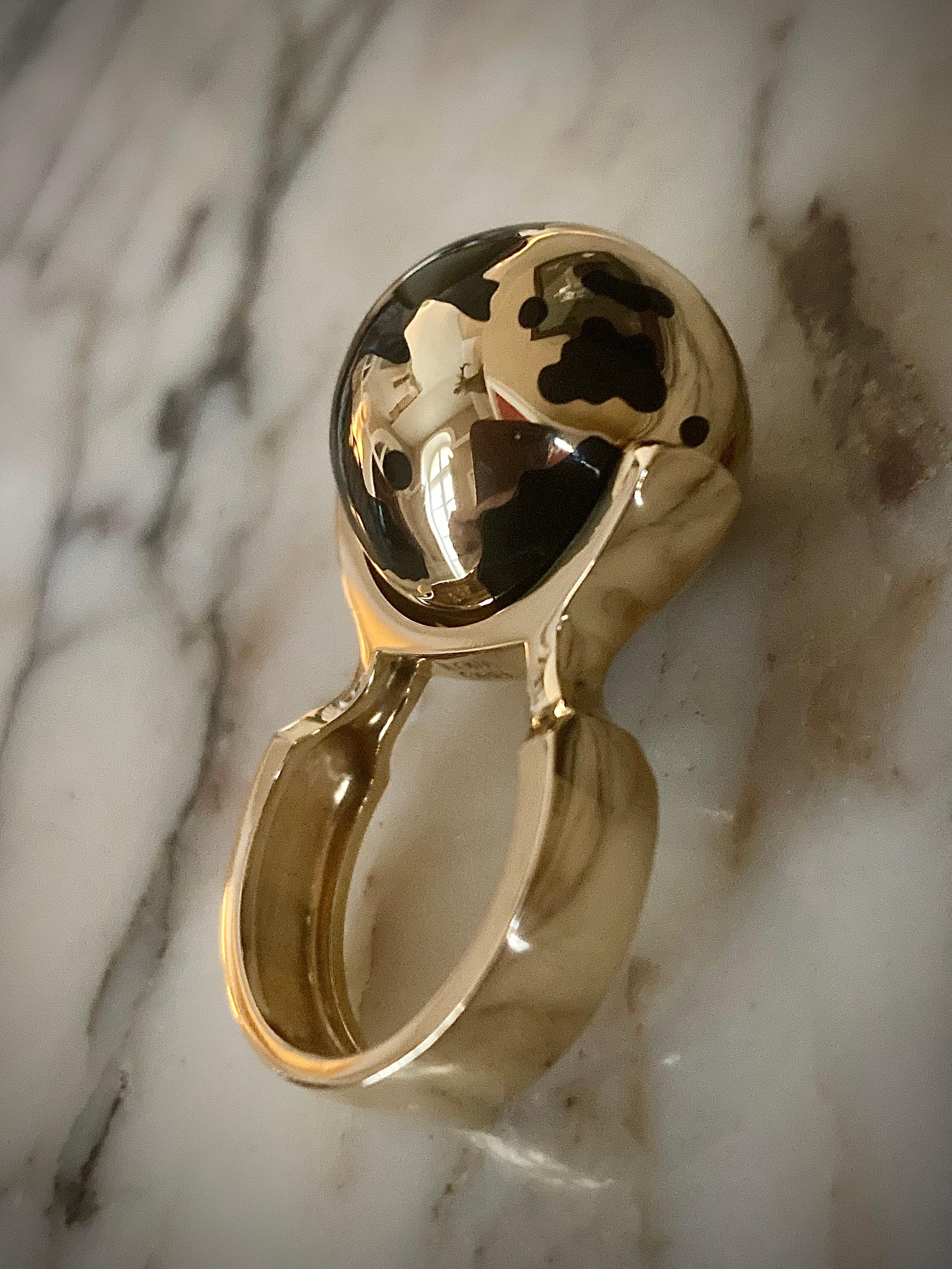 For Sale:  Ilona Orel Yellow Gold Lacquer Coctail Kinetik Spinning Globe Ring World Famous 3