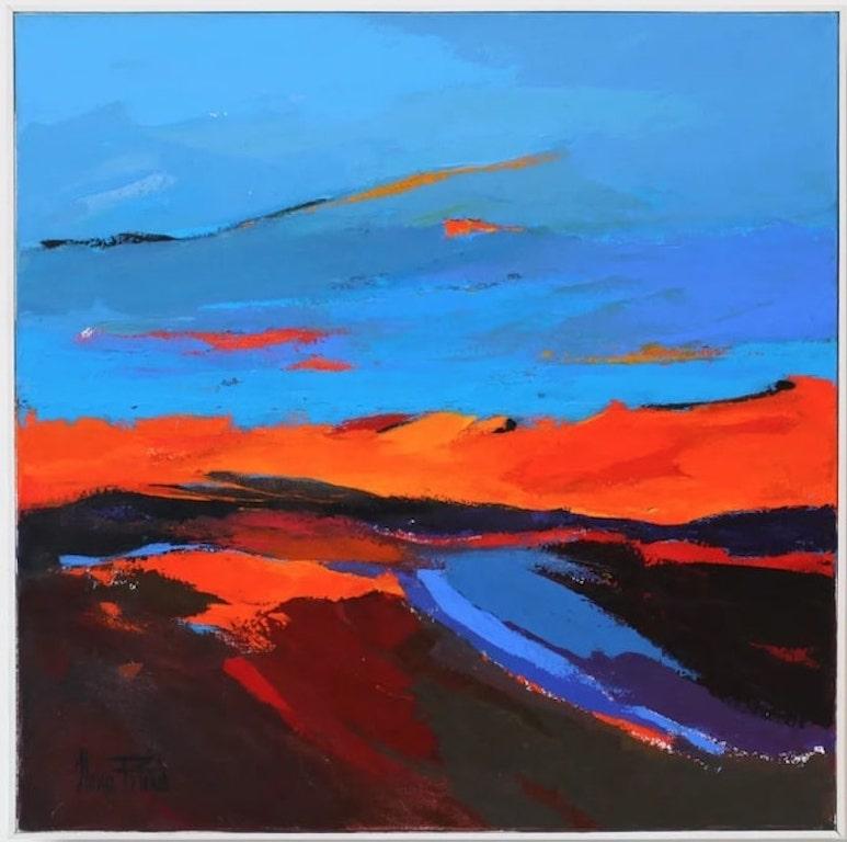 Ilona Peteris Landscape Painting – Landschaftsgemälde des abstrakten Expressionismus, "Distant Dunes"