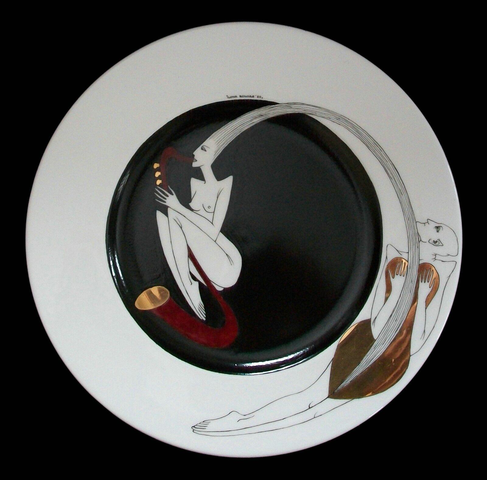 Ilona Romule, „Sax“, erotisches Porzellanteller, handbemalt, Lettland, um 1995 (Lettisch) im Angebot