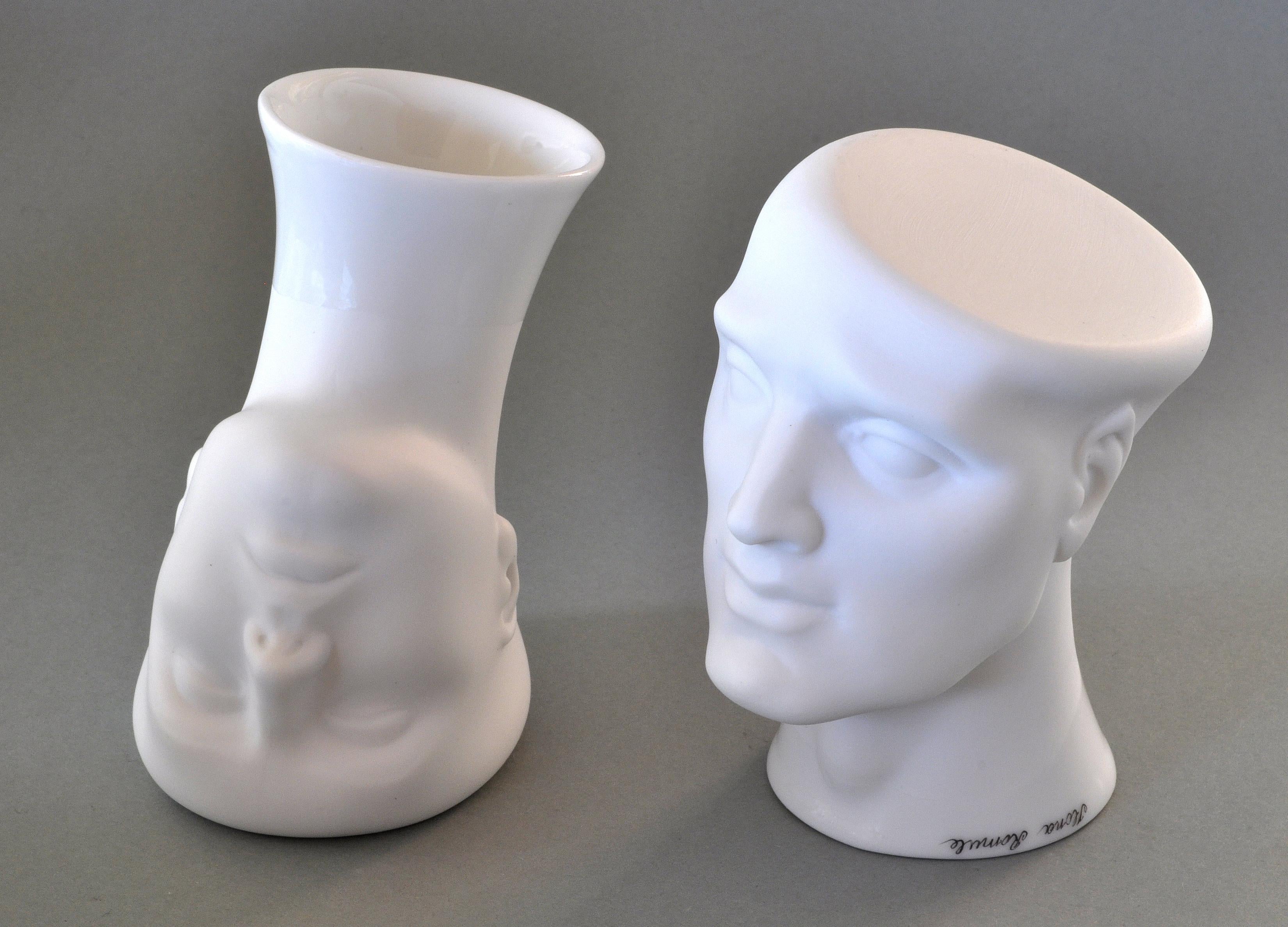 Ilona Romule Figurative Sculpture - Couple. Porcelain vases 2 x h 9 cm