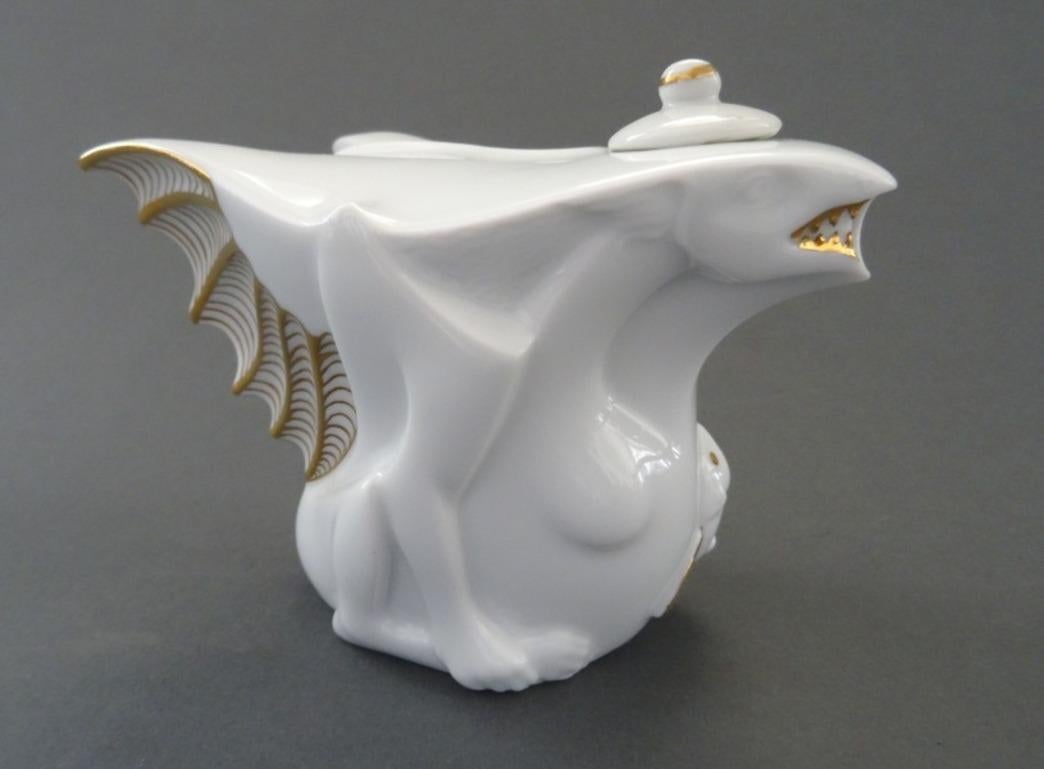 Ilona Romule Figurative Sculpture - Dragon Teapot, 2012. Porcelain, h 10 cm