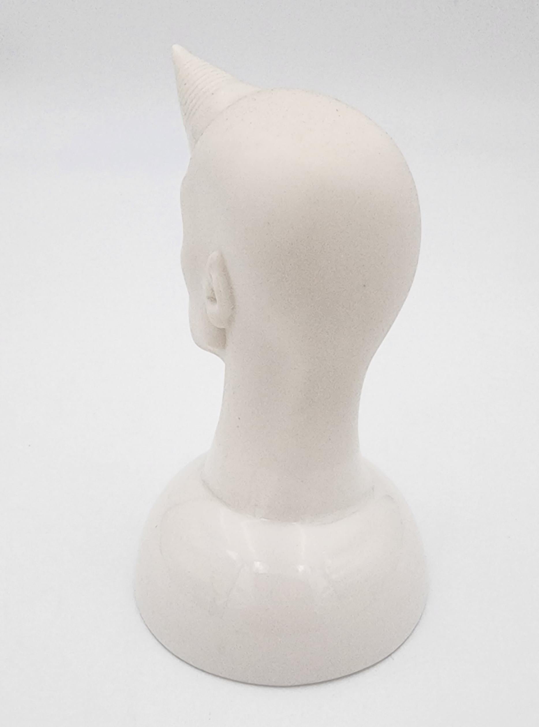 Male Head with Stylized Horn (Porcelain, Latvia, Sculpture, Smooth Texture) For Sale 2