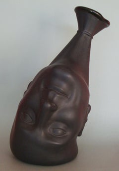 Vase. A man's head (black)  Porcelain, h 24 cm 