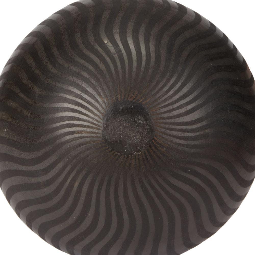Ilona Sulikova Raku Fired Black Linear Pattern Studio Pottery Vase, 20th Century 3