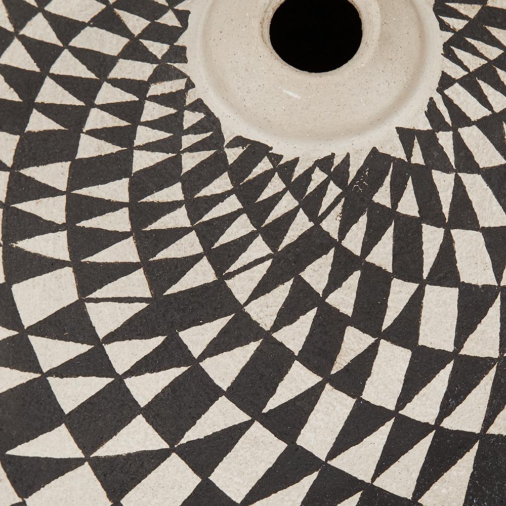 Ilona Sulikova Raku Fired Monochrome Geometric Studio Pottery Vase, 20th Century 1