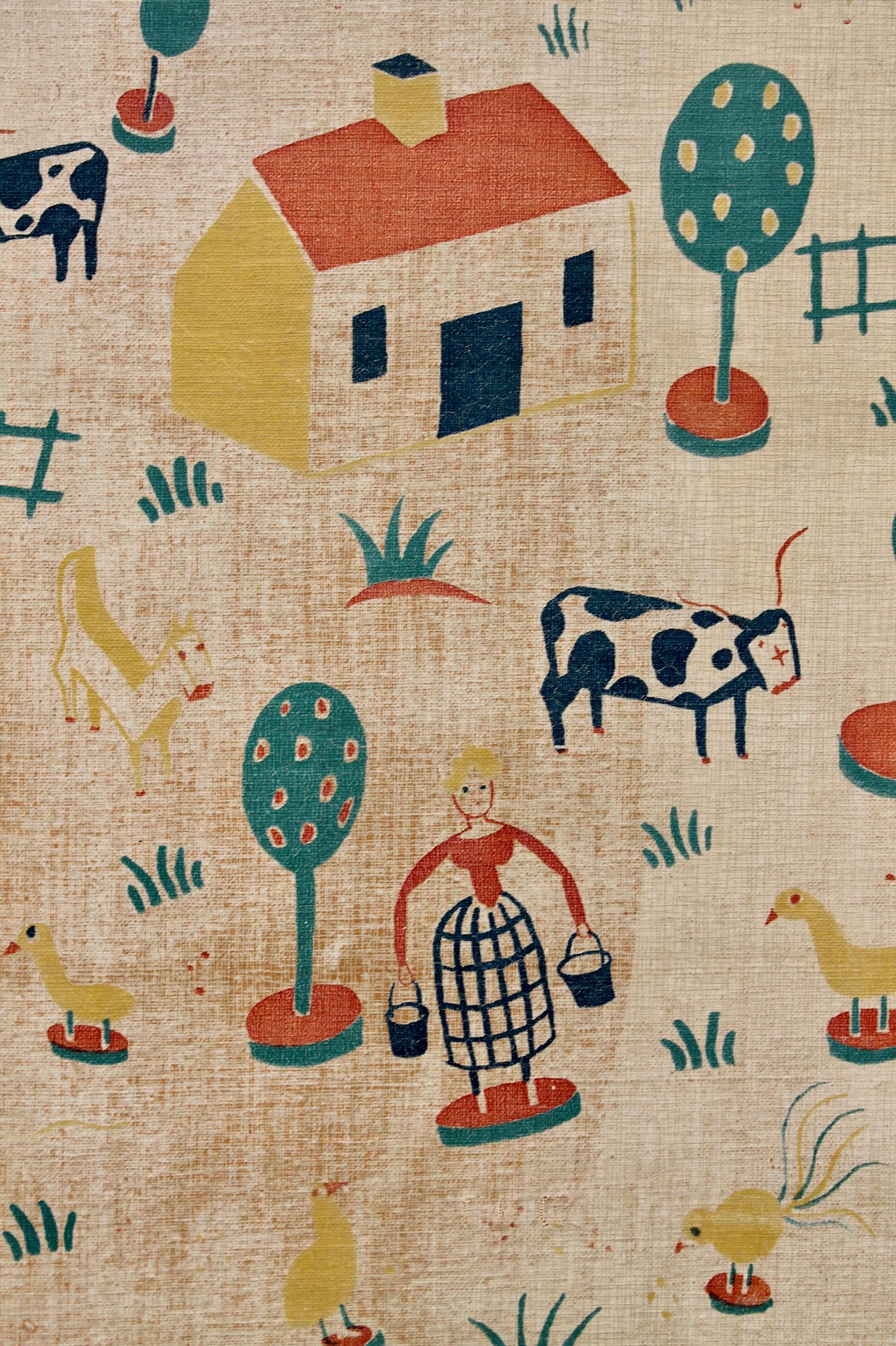 Début du 20ème siècle Ilonka Karasz (attribué) Écran de fond d'écran Nursery Wallpaper en vente